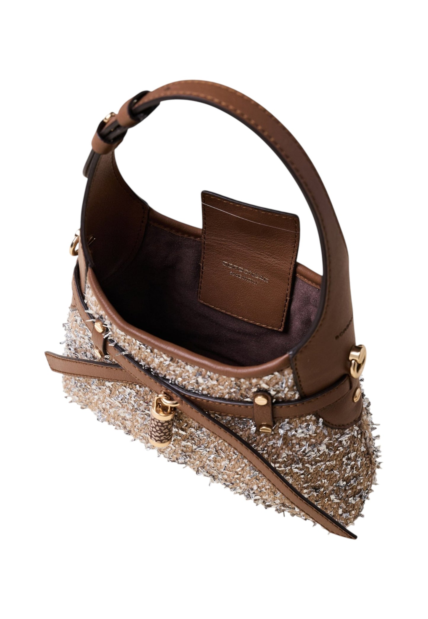 Borsa A Spalla Donna Borbonese Hobo Mini In Tessuto Boucle' Con Tracolla Halo 910103710375