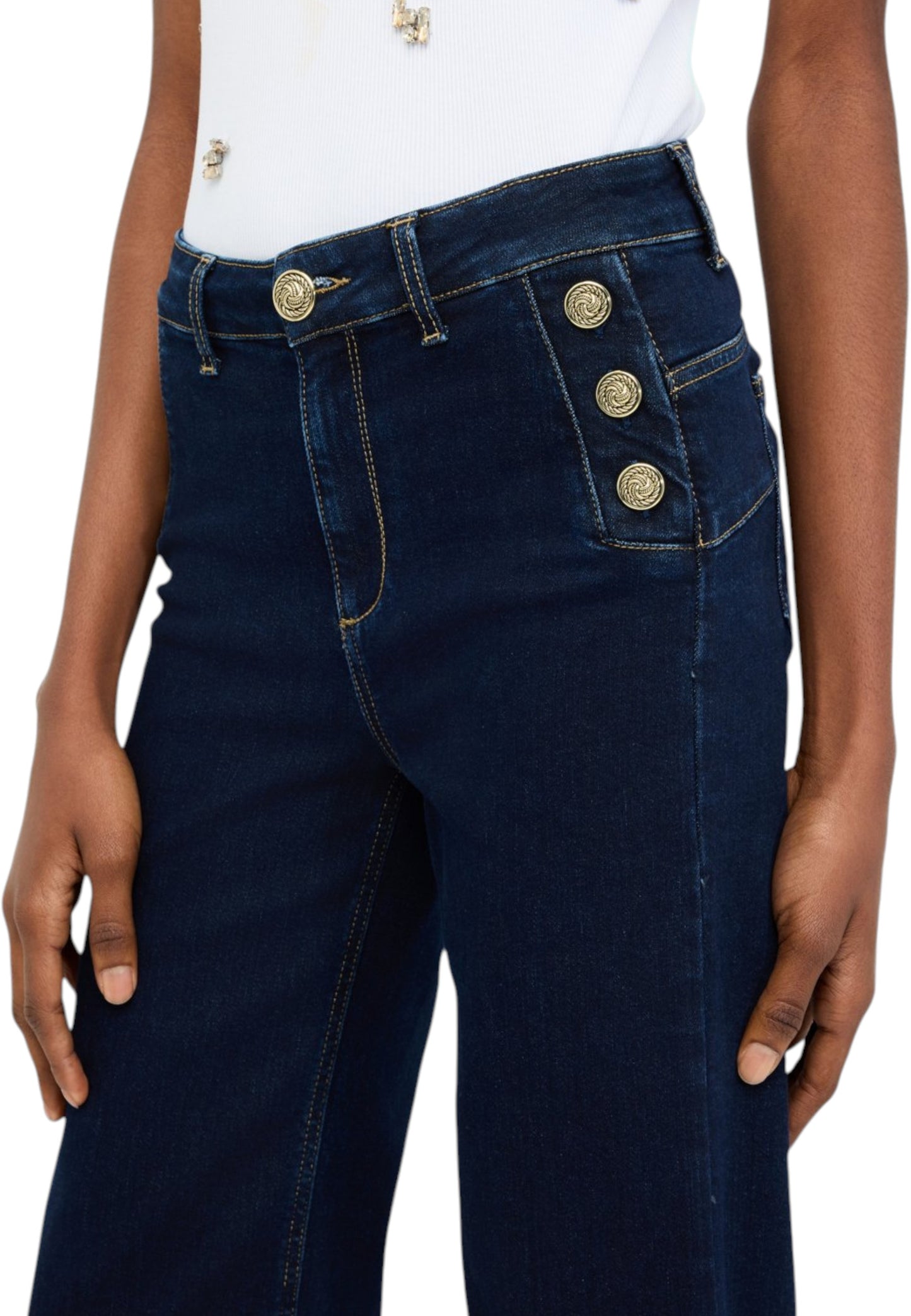 Jeans Flare Fit Donna Liu Jo Bottom Up Vita Alta Button UF5090D0264
