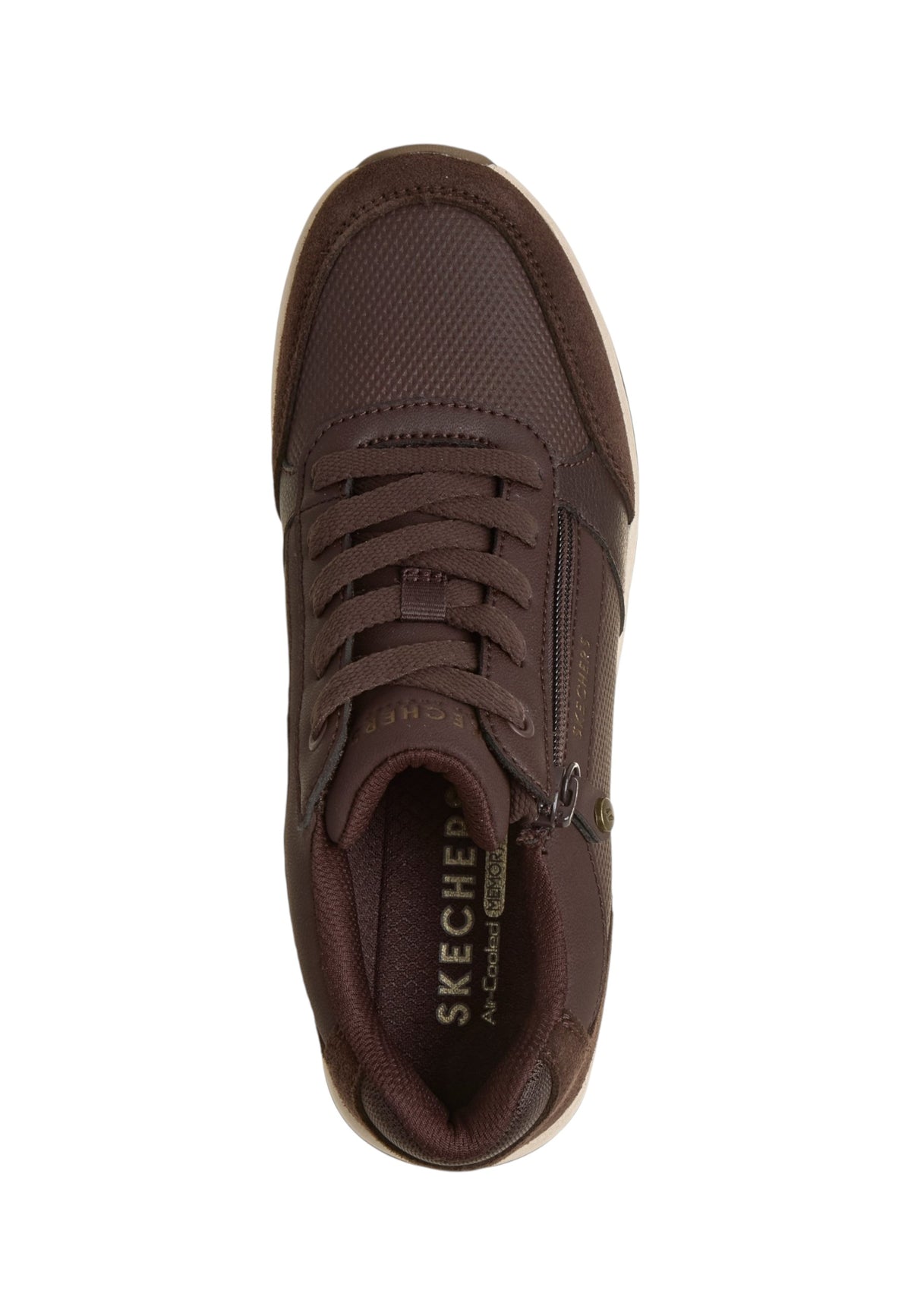 Sneakers Basse Donna Skechers Air-Cooled Memory Foam, Zeppa nascosta Wedge Fit, Cerniera laterale, Inserti in pelle scamosciata Billion Flex - Luxe Up 190370