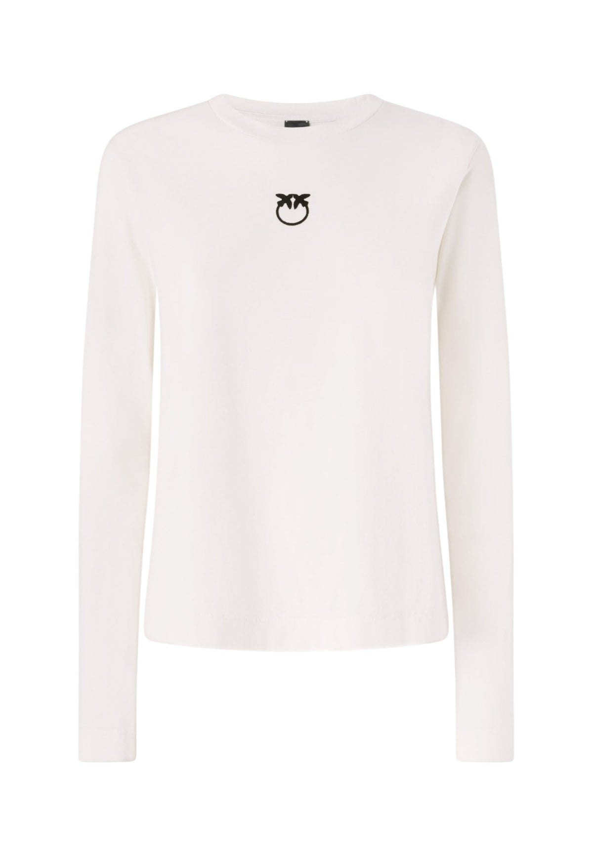 T-Shirt Manica lunga Donna Pinko Girocollo, maniche lunghe, vestibilit� regular, jersey di puro cotone, logo Love Birds floccato dall�effetto vellutato sul petto Toblino 107292A3HP
