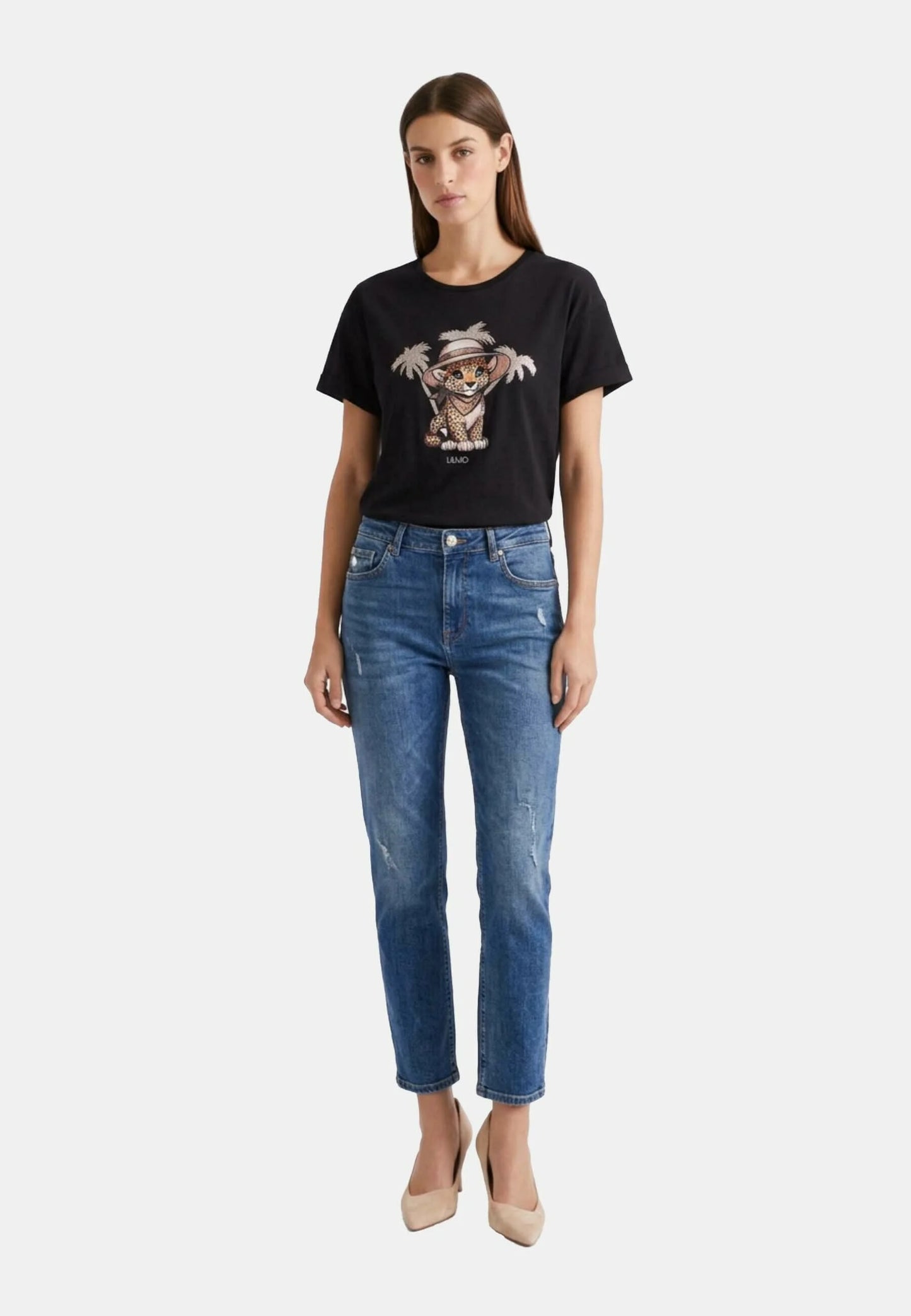 T-Shirt Manica Corta Donna Liu Jo Small Leopard Eco Line VA6170JS003