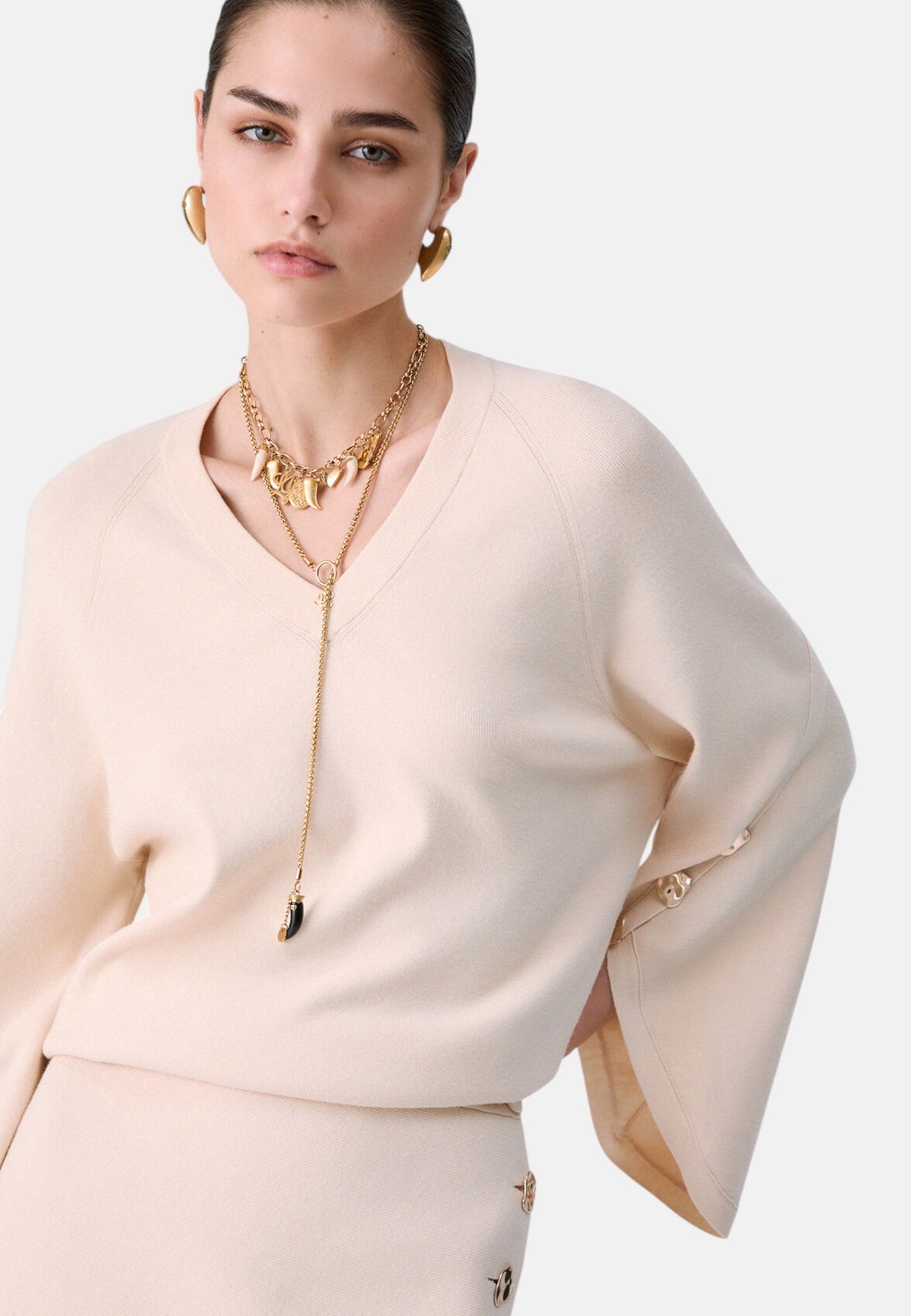 Maglia Scollo A V Donna Liu Jo Con Maniche A Mantella  CF6092MS99E