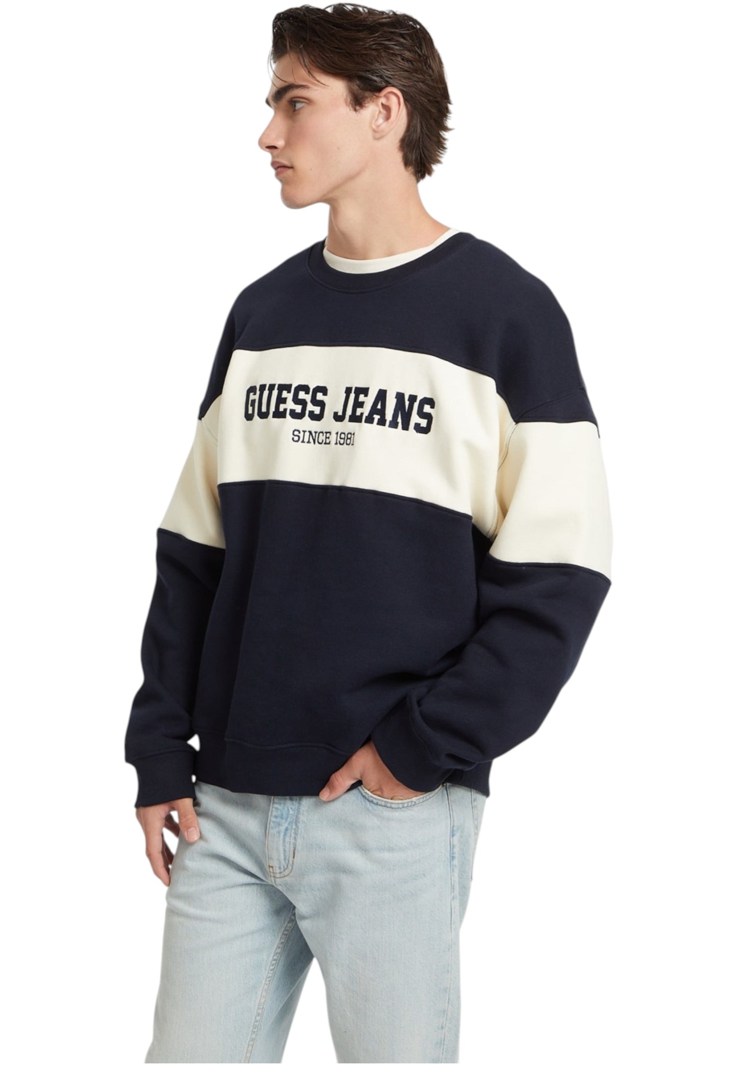 Felpa A Girocollo Uomo Guess  Gj Horizont Stripe M4BQ39K9V31