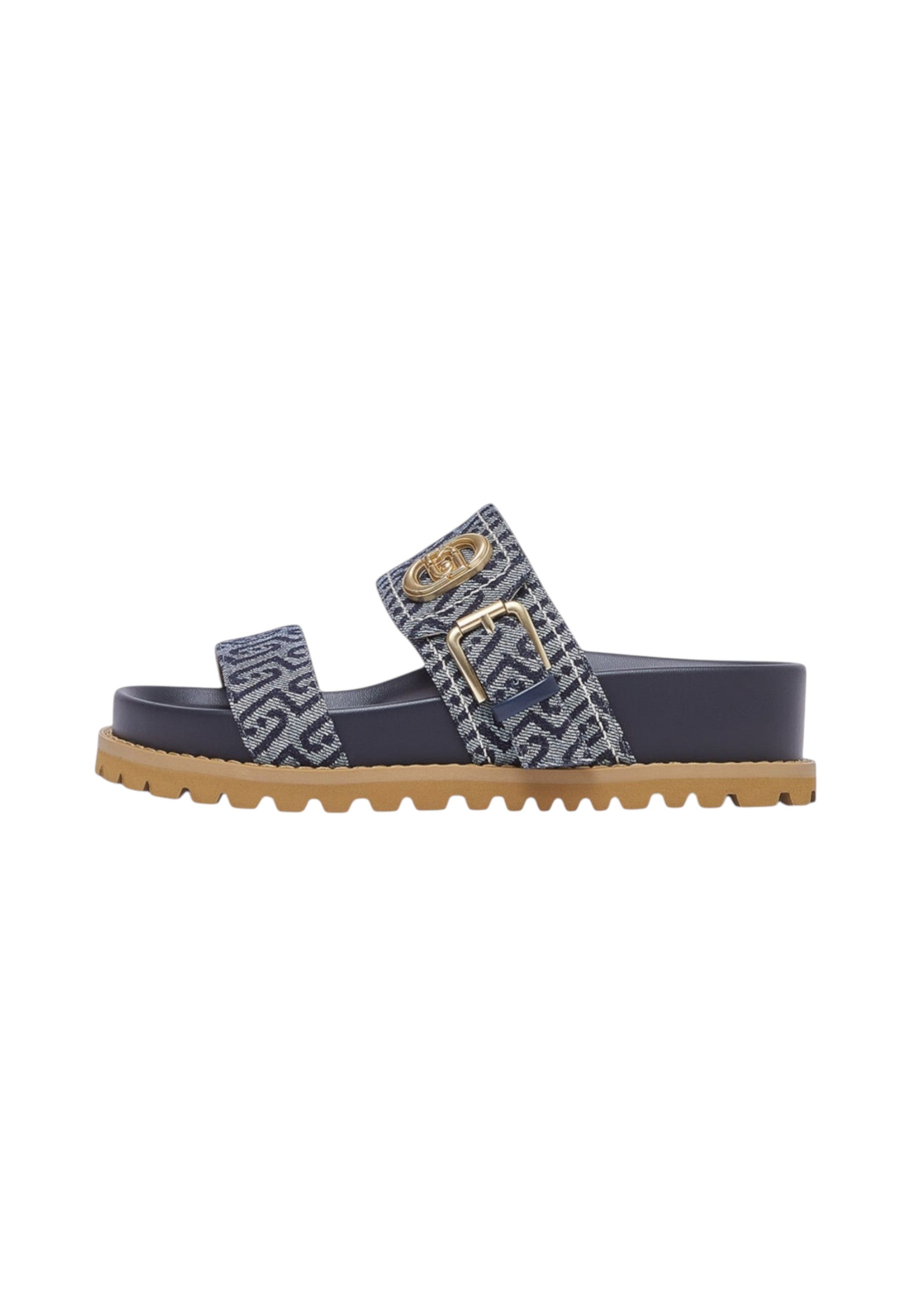 Ciabatte  Donna Liu Jo A Doppia Fascia In Denim Monogram Livia 02 SA6109TX523