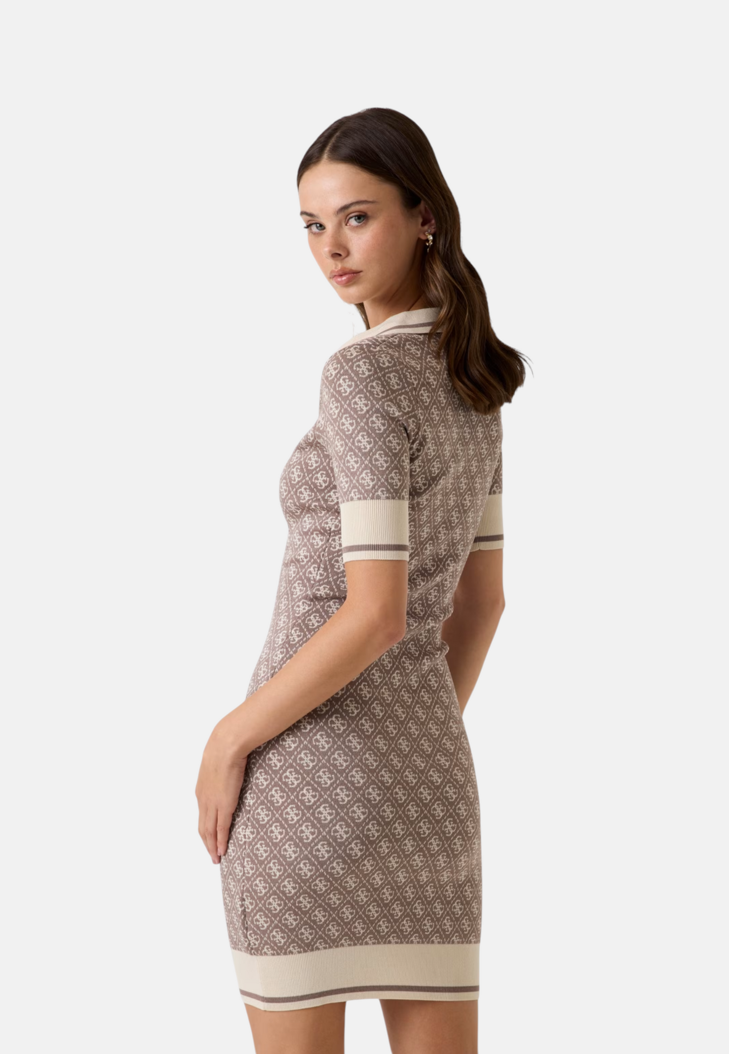 Vestito Corto Donna Guess In Maglia, Manica corta, Logo 4G Lise W6YK32Z0963