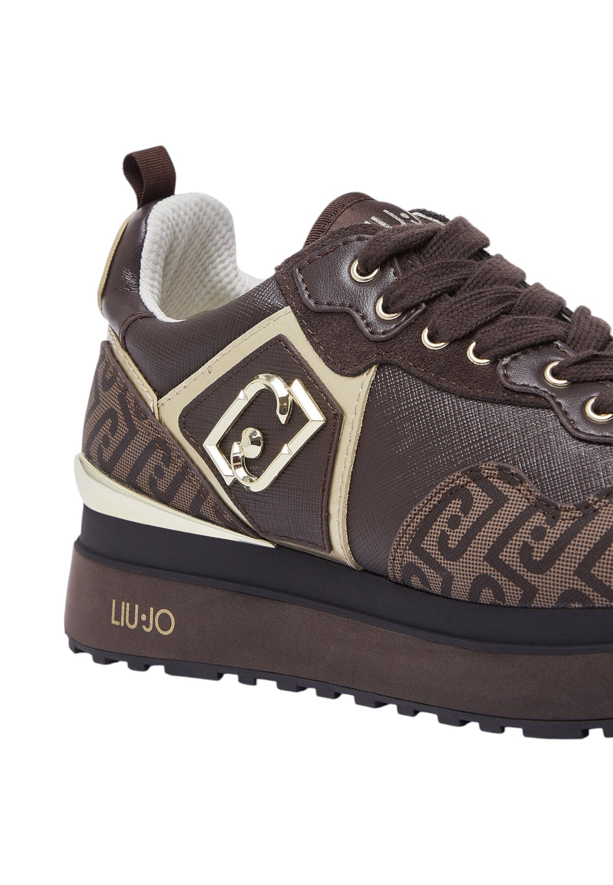 Sneakers Basse Donna Liu Jo Con Platform, Stampa Monogram E Inserti Effetto Saffiano Liu Jo Maxi Wonder 01 BF6001EX339