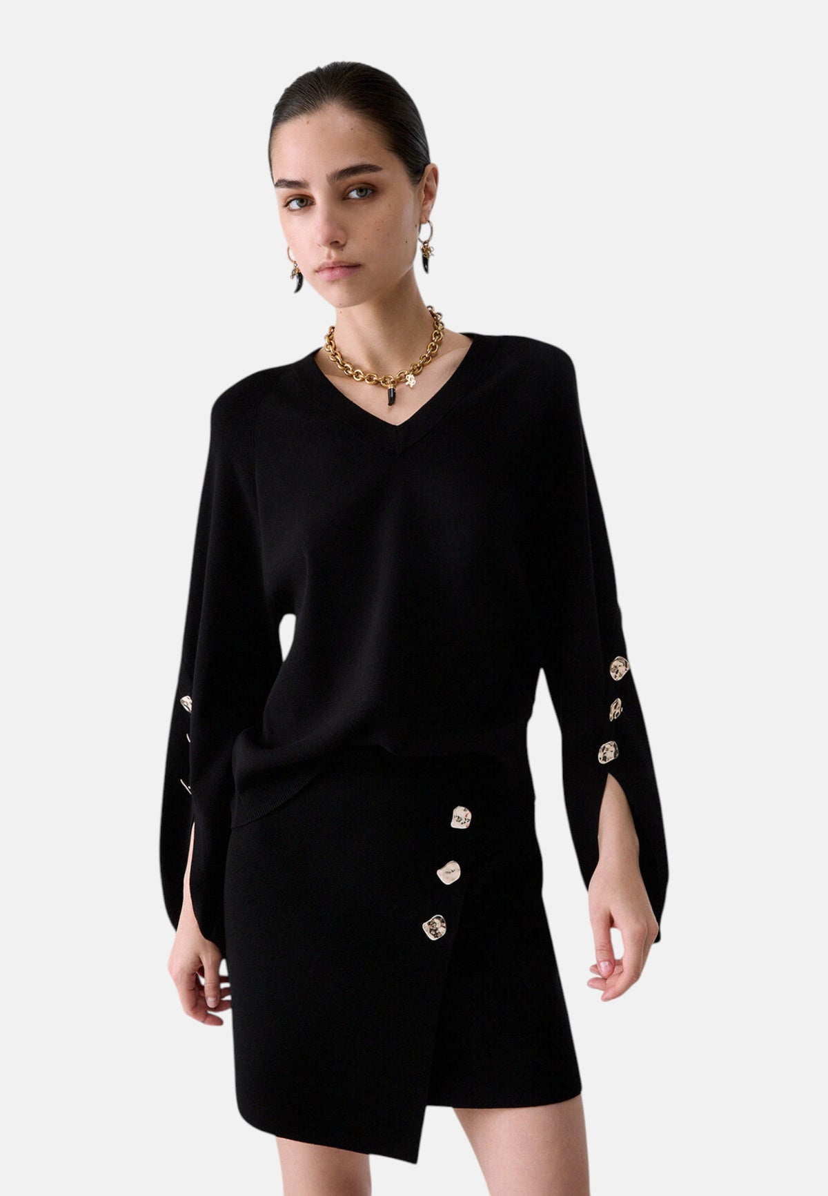 Maglia Scollo A V Donna Liu Jo Con Maniche A Mantella  CF6092MS99E