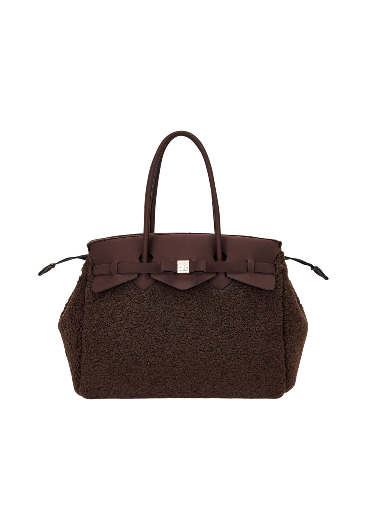 Borsa A Spalla Donna Save My Bag Shopping bag grande, Doppi manici, Chiusura con zip, Logo Save My Bag in metallo, Texture effetto teddy, Dimensioni: 35 x 17.5 x 26 Cm Miss S62-MISS-L-FUL