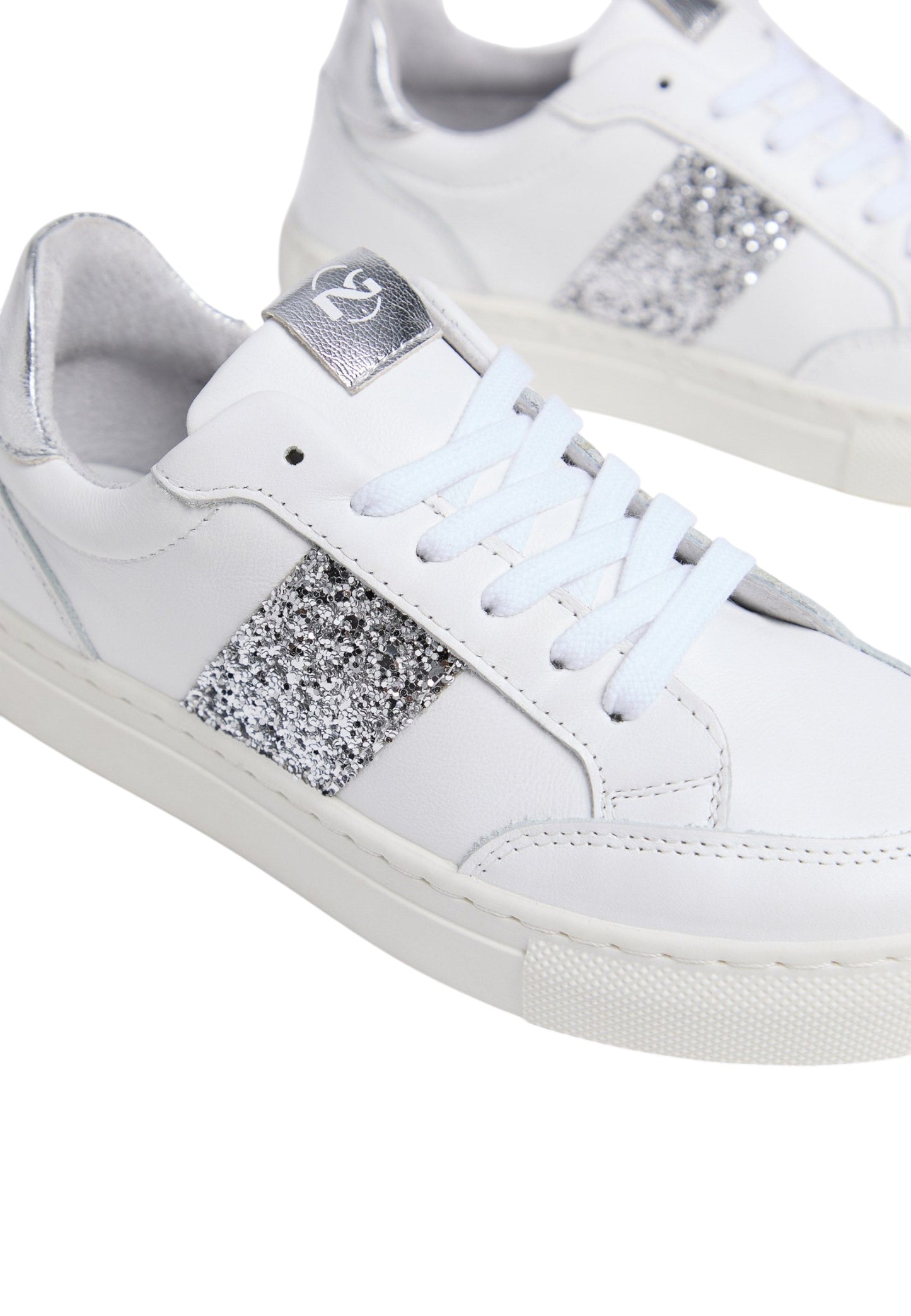 Sneakers Basse Donna Nero Giardini In Pelle Con Banda Glitter  E633593F