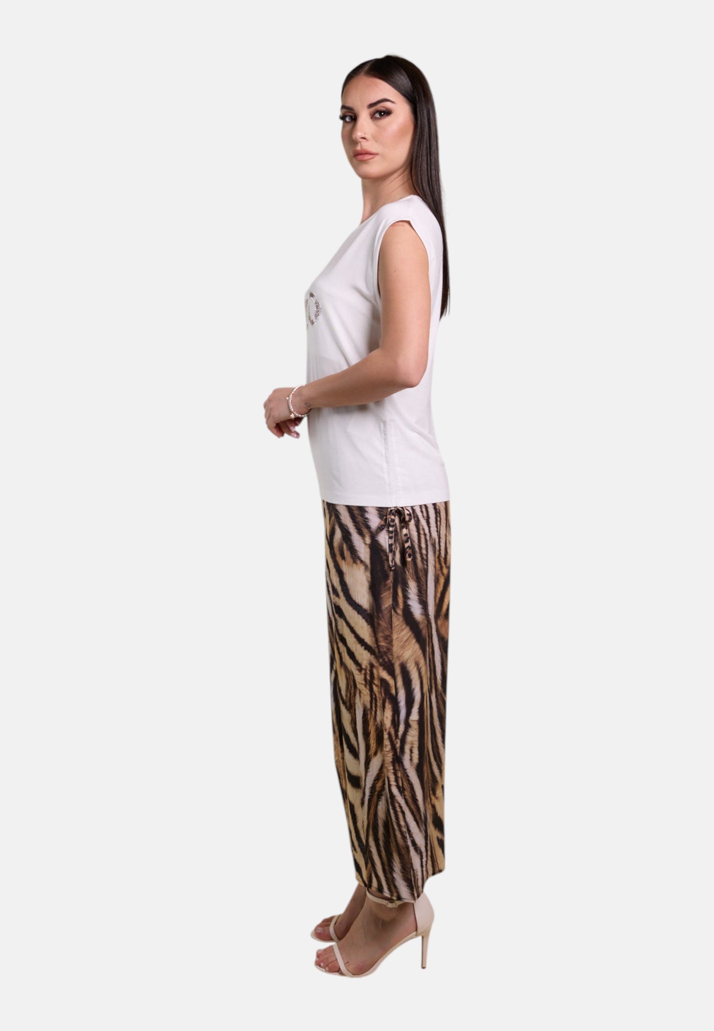 T-Shirt Manica Corta Donna Liu Jo Con Coulisse Stampa All Over Animalier Eco Line VA6047JS360