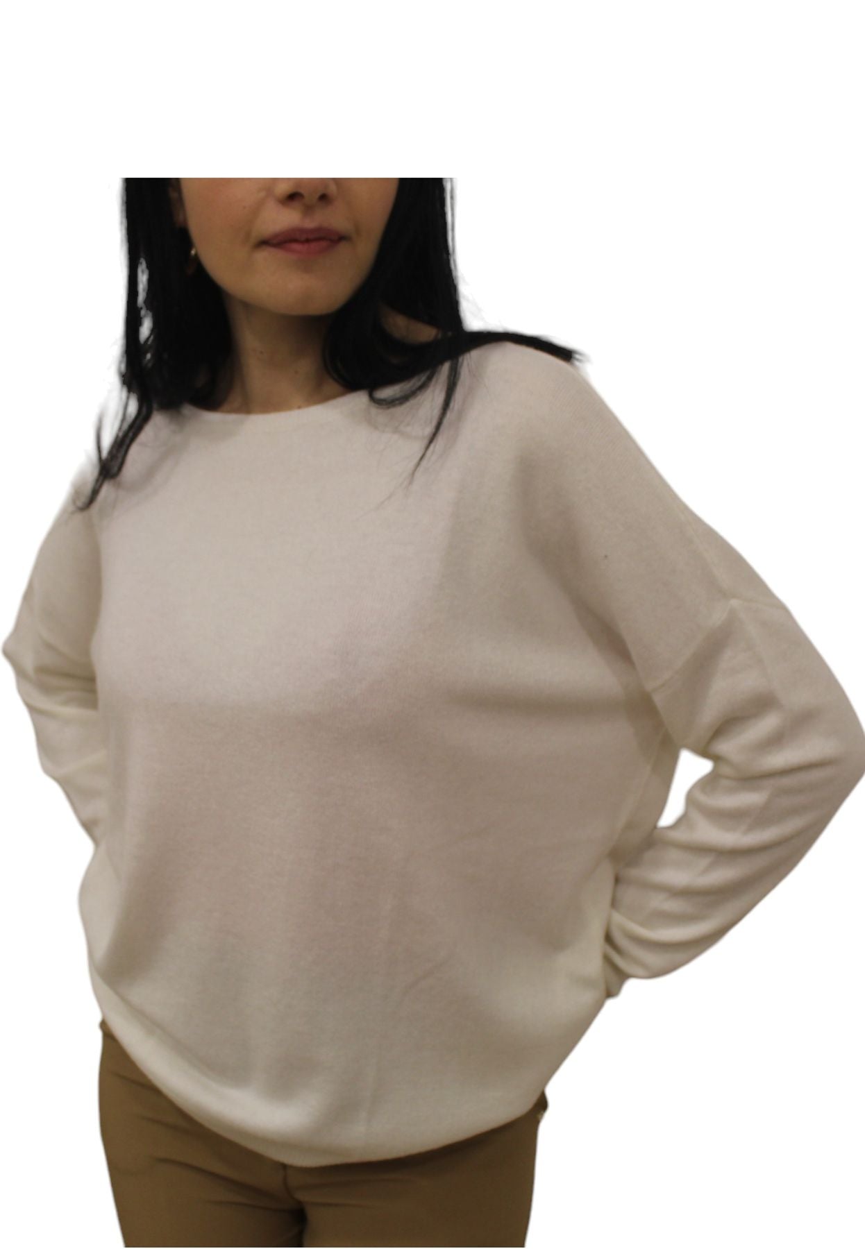 Maglione A Girocollo Donna White Wise Over In Cashmere  WW18036