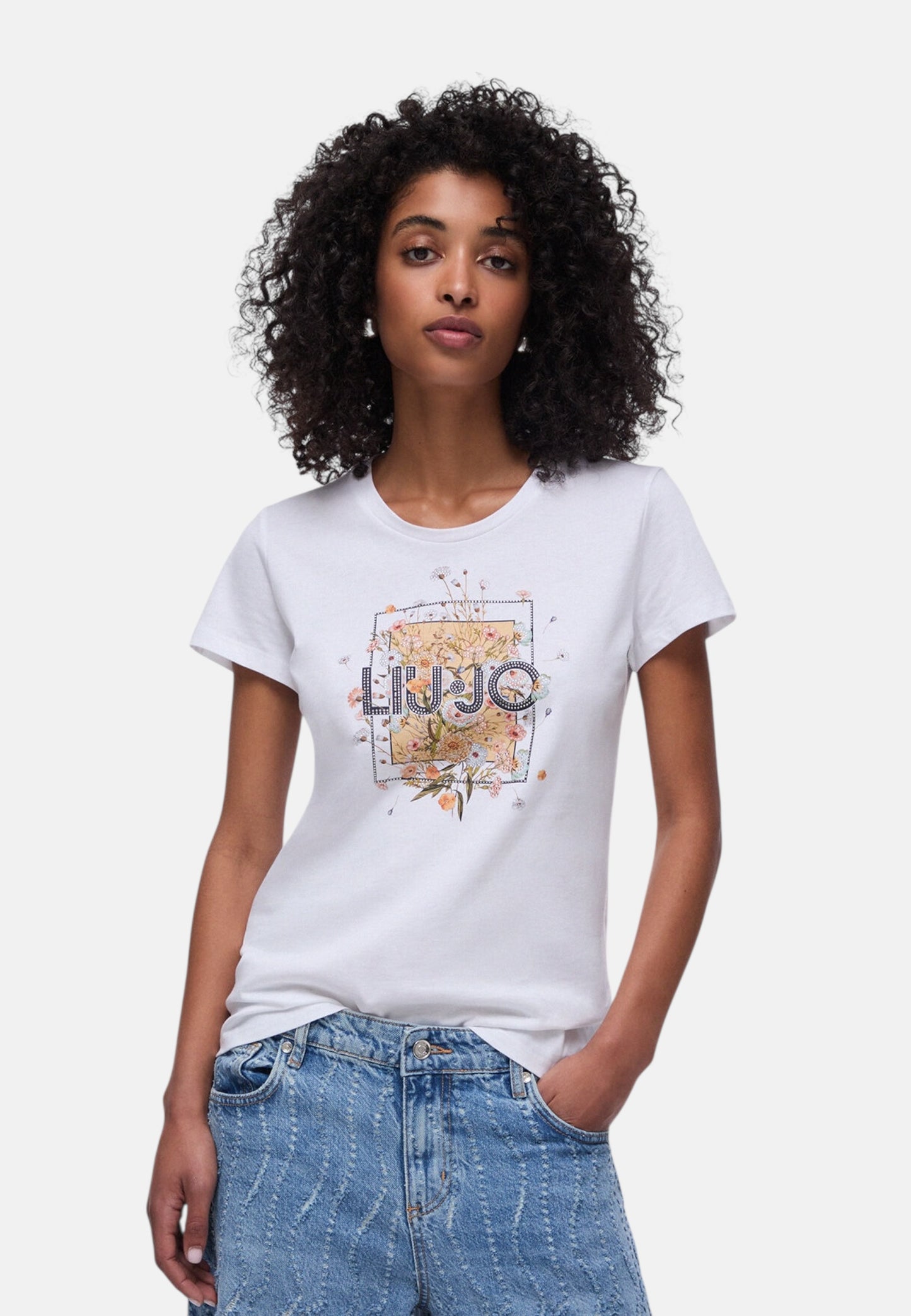 T-Shirt Manica Corta Donna Liu Jo Liujo Foulard Blooming Eco Line WA6493JS923