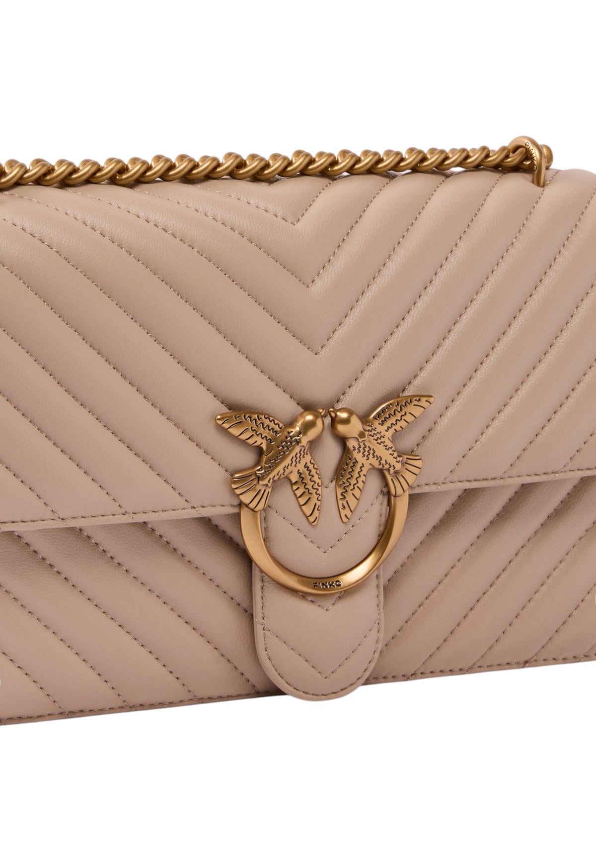 Borsa A Tracolla Donna Pinko Lavorazione Chevron, fibbia Love Birds, tracolla a catena, misure 27 x 8 x 16 cm Love One Classic Chevron 100941A0GK