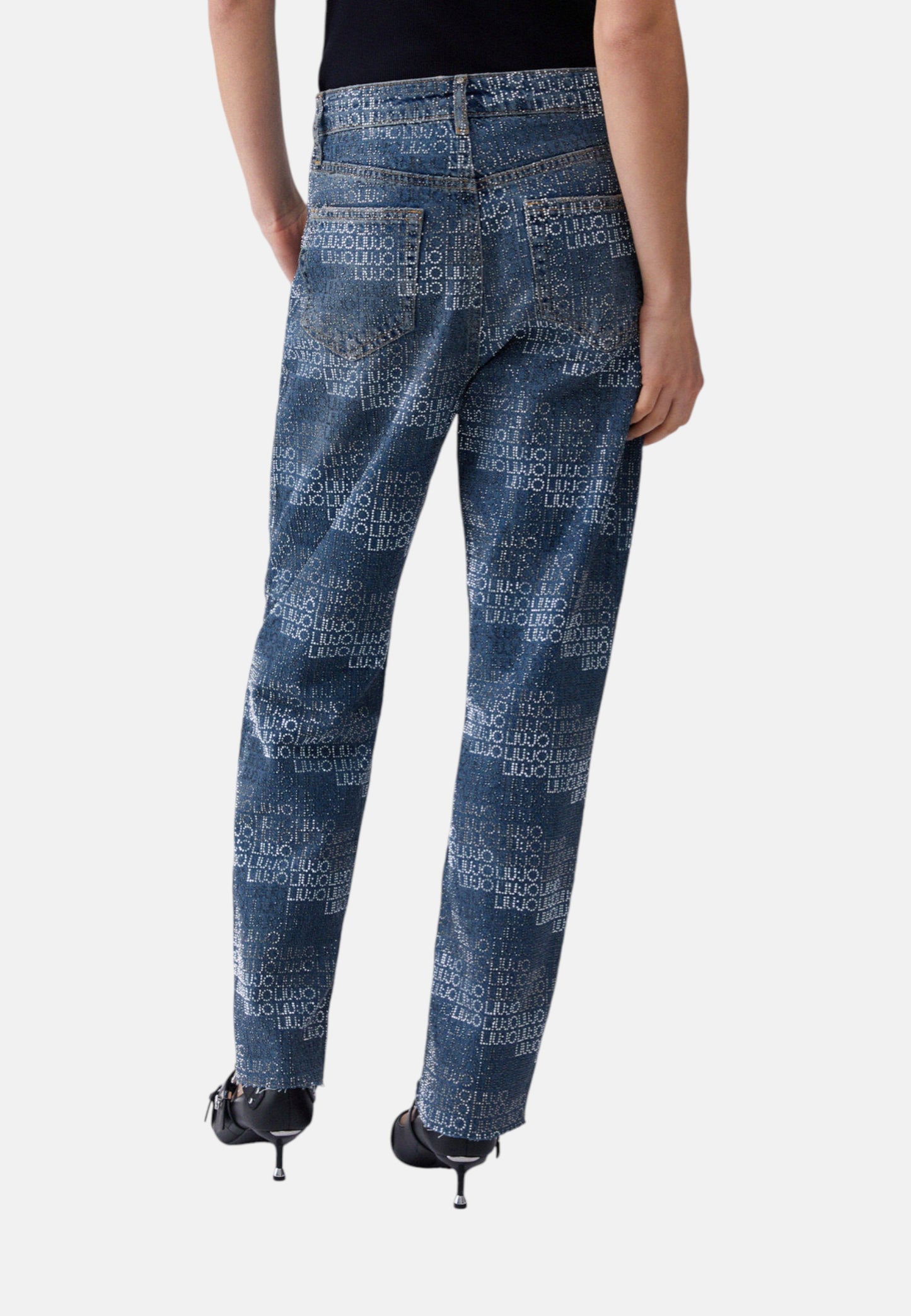 Jeans Straight Fit Donna Liu Jo Con Strass Vita Alta  UA6019D4854