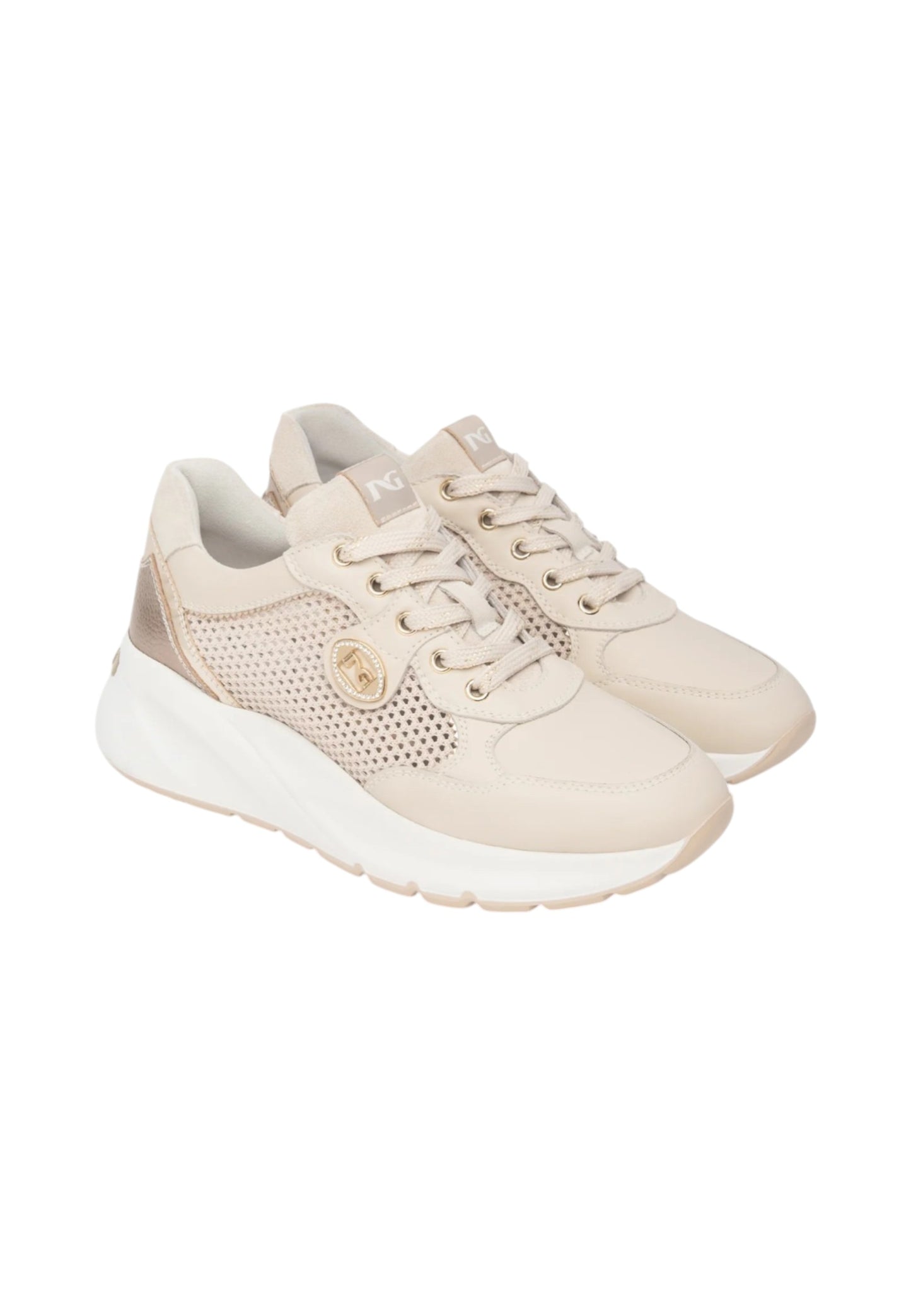 Sneakers Basse Donna Nero Giardini In Pelle Con Inserti Laterali In Tessuto Mesh E Logo Metallico  E615180D