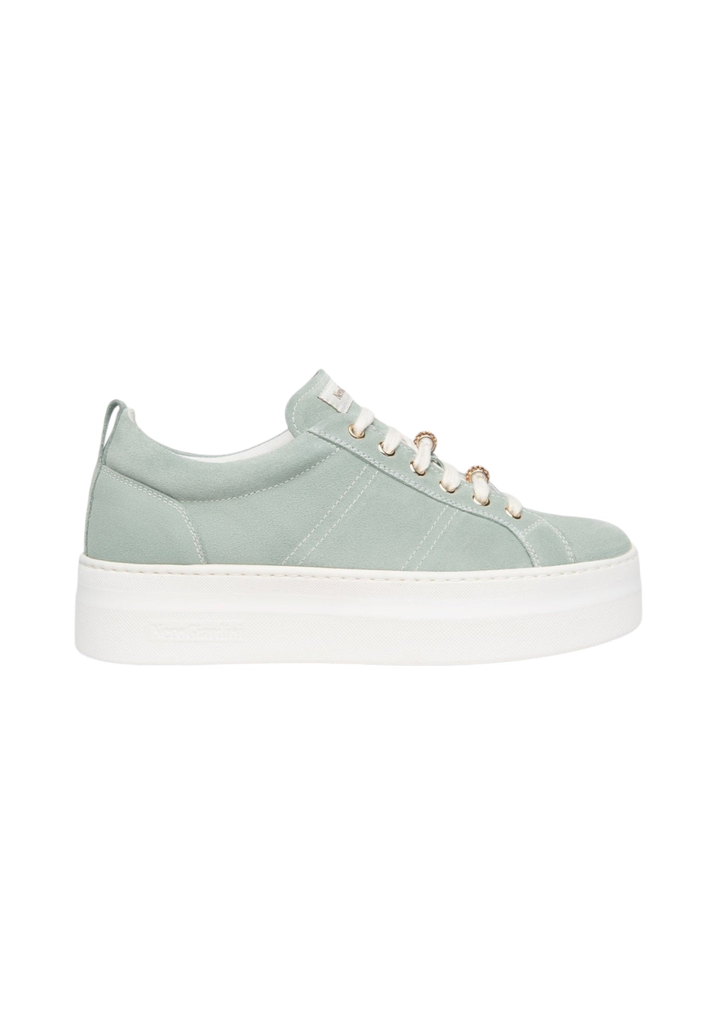 Sneakers Basse Donna Nero Giardini In Pelle Scamosciata Con Dettagli Gioiello Sui Lacci  E615310D