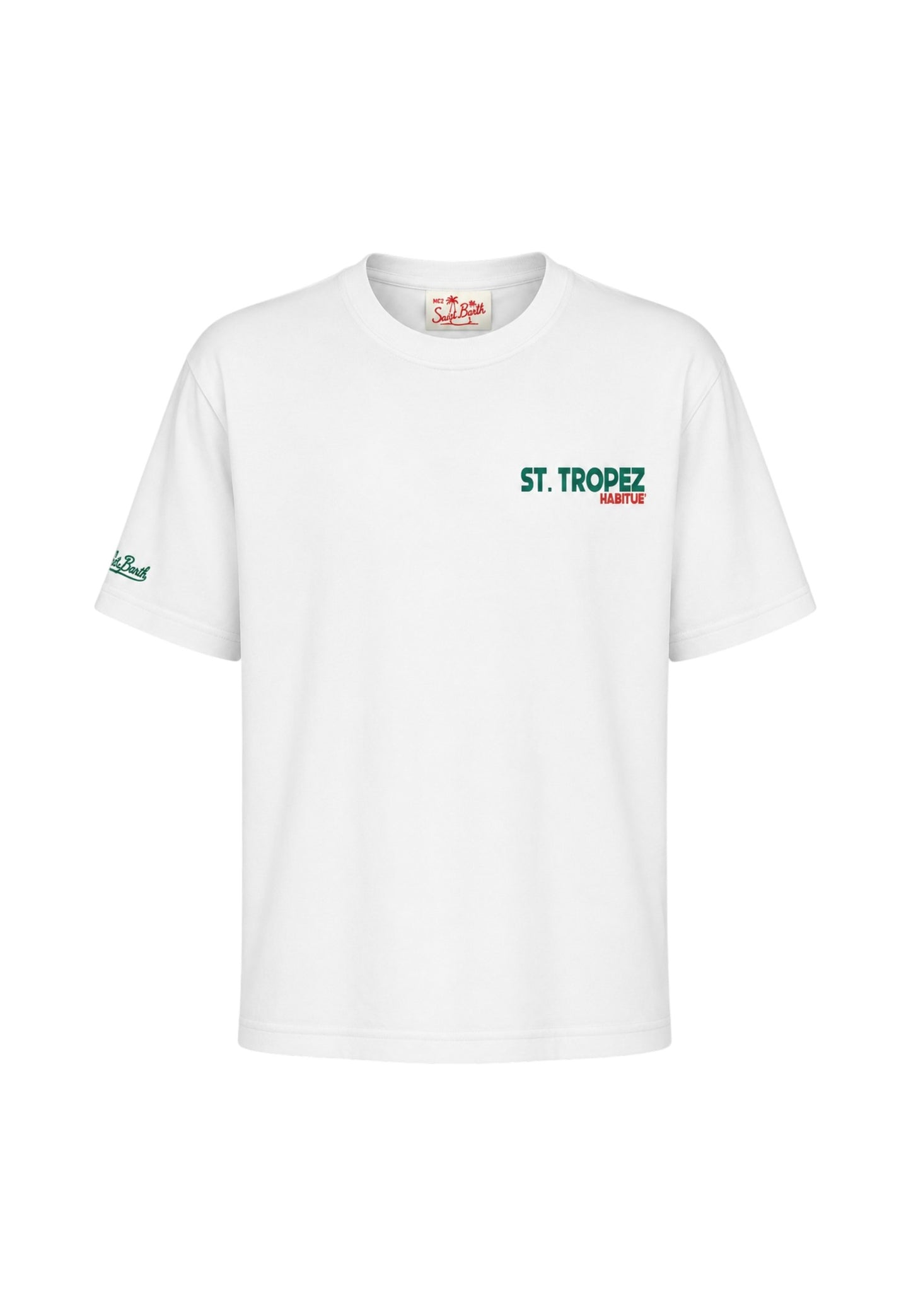 T-Shirt Manica Corta Uomo Mc2 Saint Barth Stampa/Ricamo Fronte E Retro St Tropez Summer Portland PRL0002