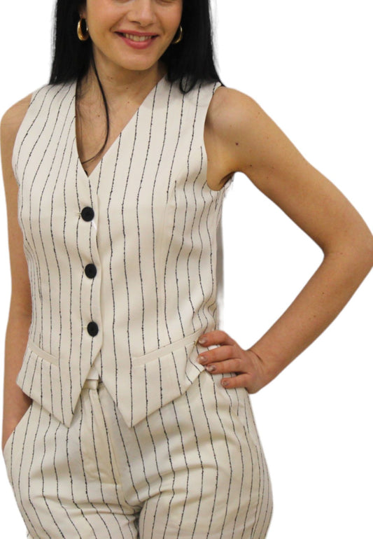 Gilet  Donna Kocca A Righe Con Fodera In Pizzo Guy P24PGL2136ABRI3102