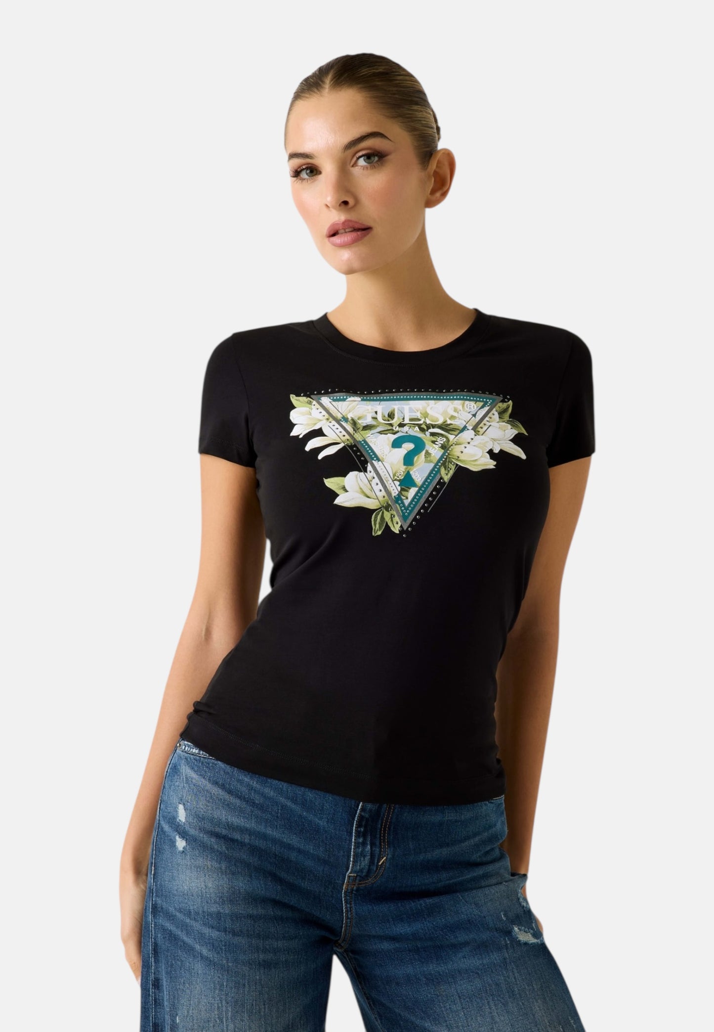 T-Shirt Manica Corta Donna Guess  Camelia Triangle W6RI35J1314