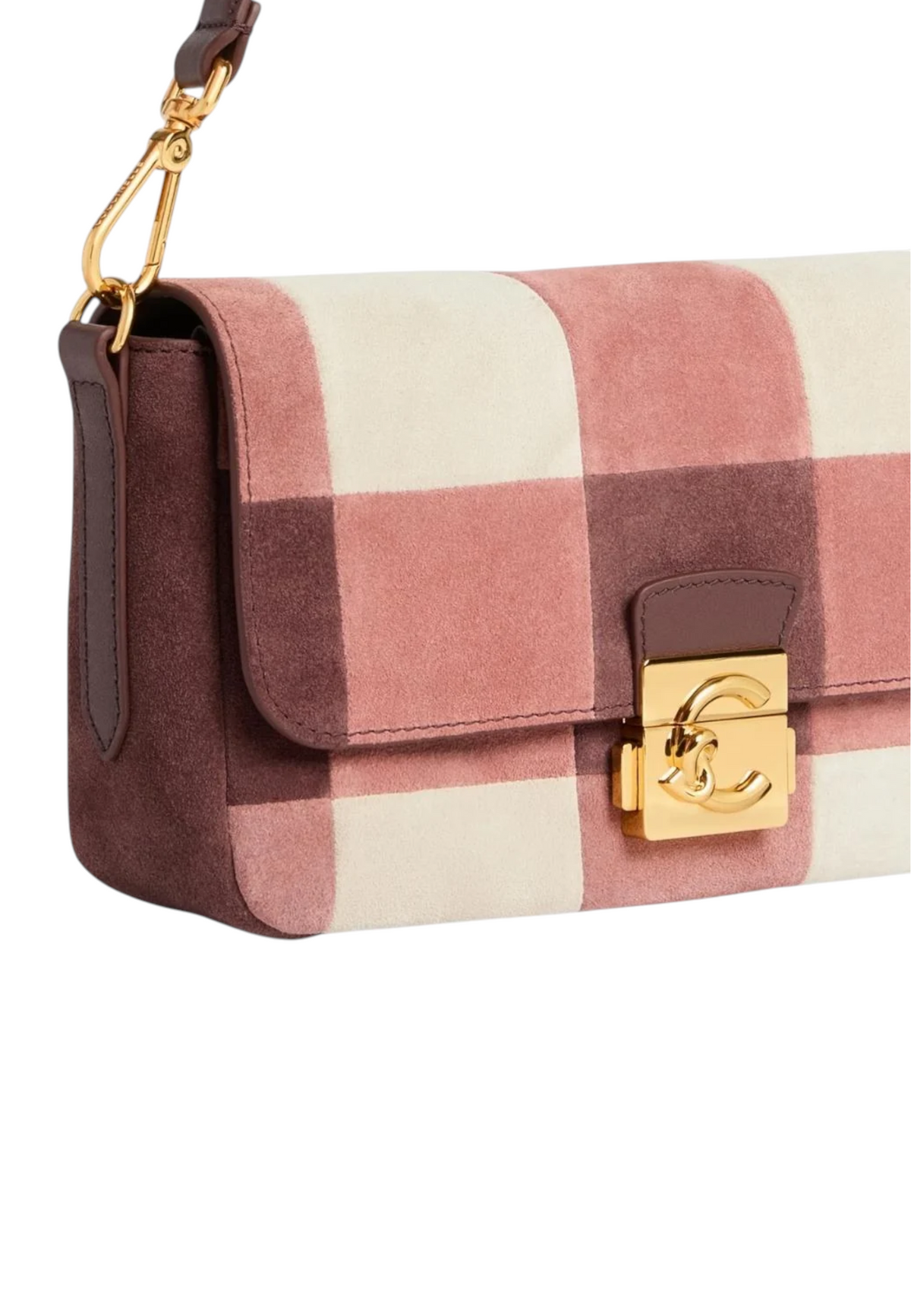 Borsa A Spalla Donna Coccinelle Motivo Vichy, In camoscio, Chiusura con dettaglio lock C-Me Lock Vi.p E1V5S120201