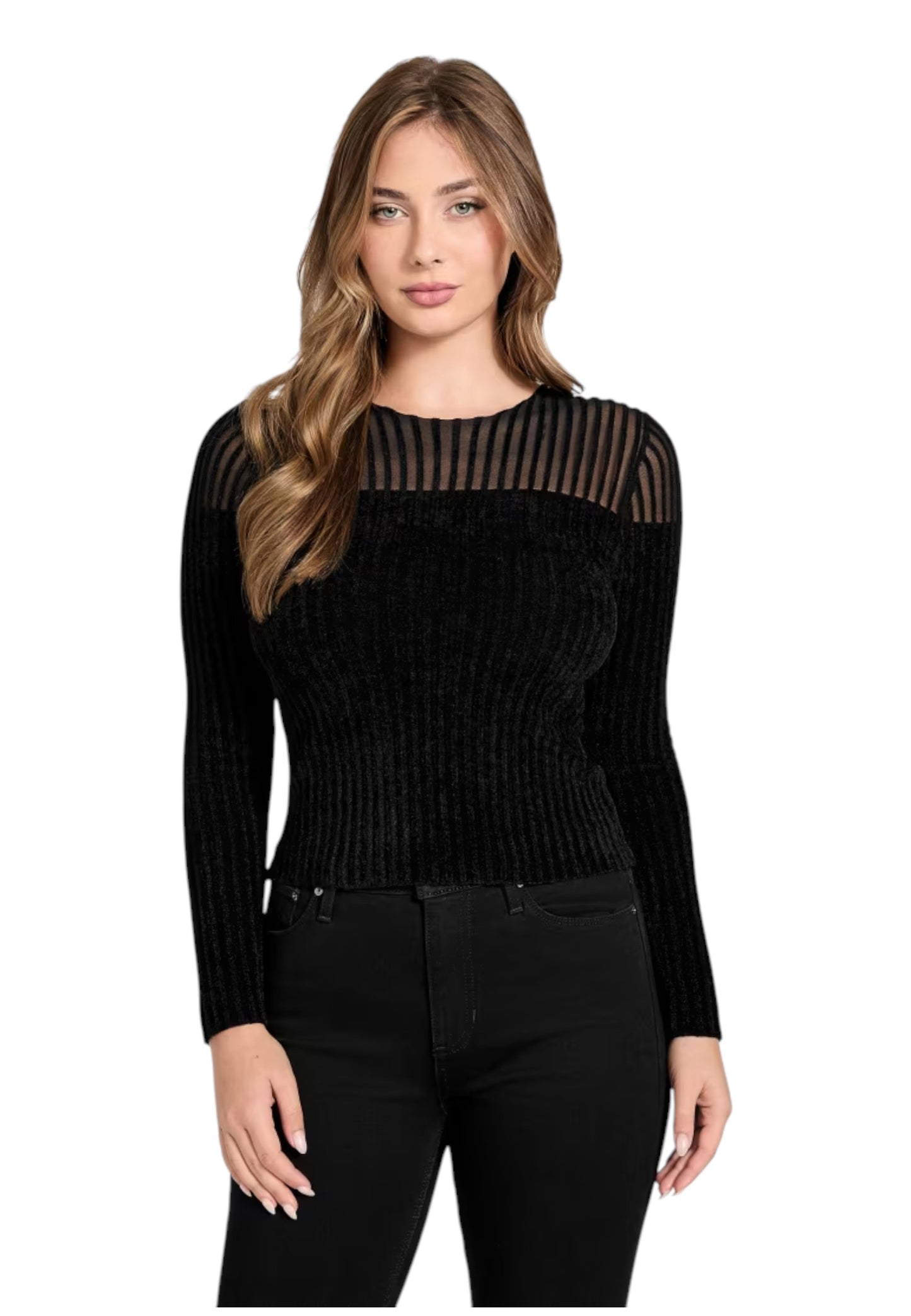 Maglione A Girocollo Donna Guess  Rowena Rib Chenille W5BR62Z0890