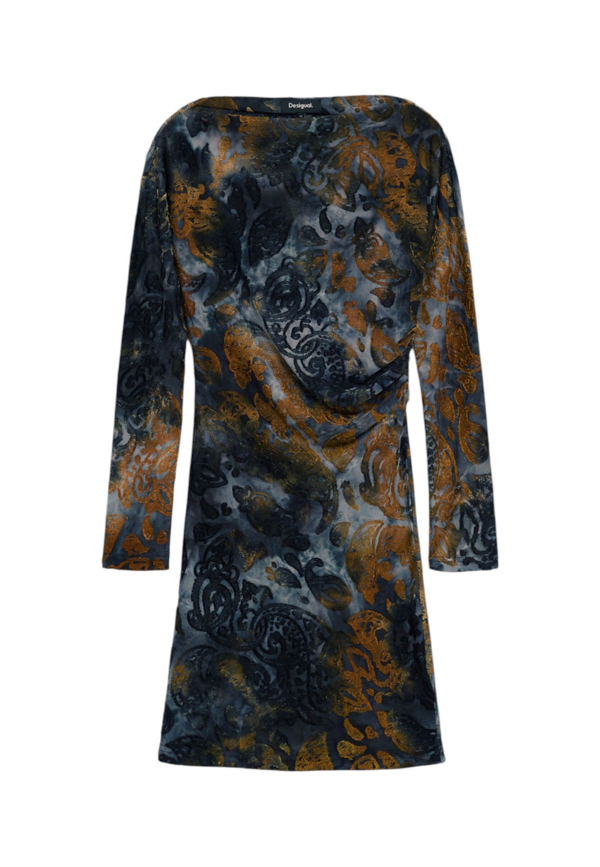 Vestito Corto Donna Desigual Floccato, Motivo astratto, Fit regular, Manica lunga, Scollo a barca Dubl�n 26WWVK18