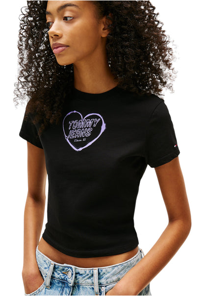 T-Shirt Manica Corta Donna Tommy Jeans  Tjw Slim Sh Heart DW0DW21390