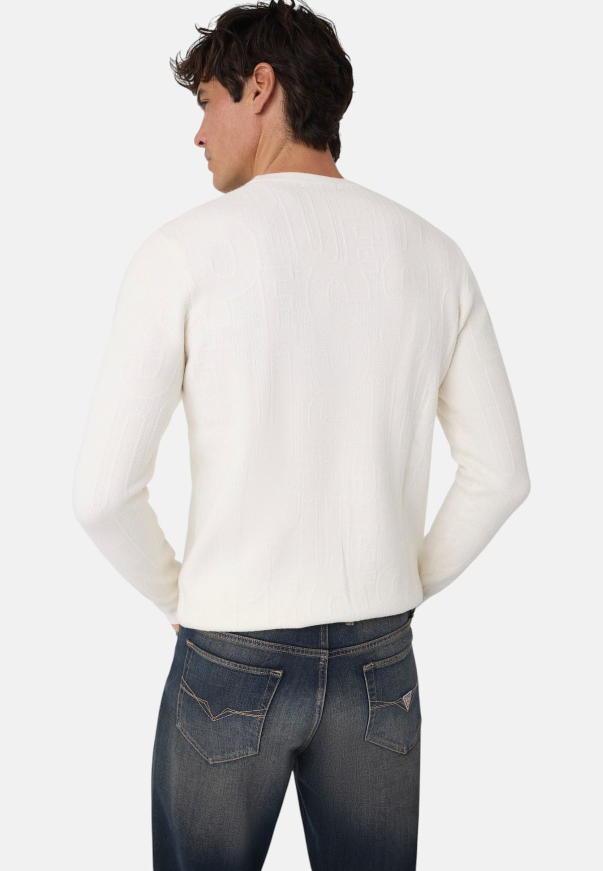 Maglione A Girocollo Uomo Guess Allover Logo Nestor M6BR23Z1373