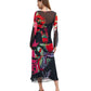 Vestito Midi Donna Desigual Collaborazione M. C. Lacroix, Motivo grafico, Fit regular, Manica lunga, Scollo a V, Poliestere riciclato Galaxia Ml 26WWVW28