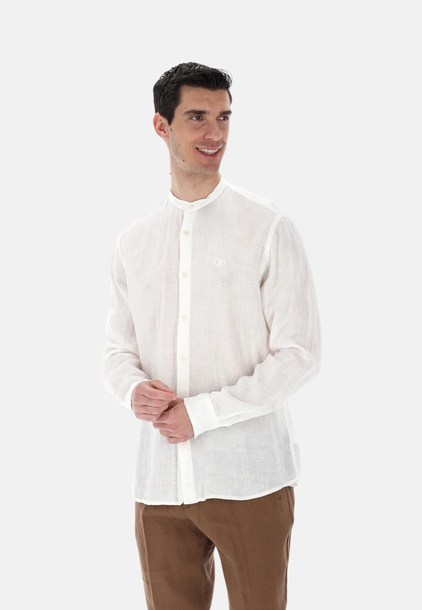 Camicia Manica lunga Uomo Liu Jo Collo Coreana In Lino  QXX100T4359