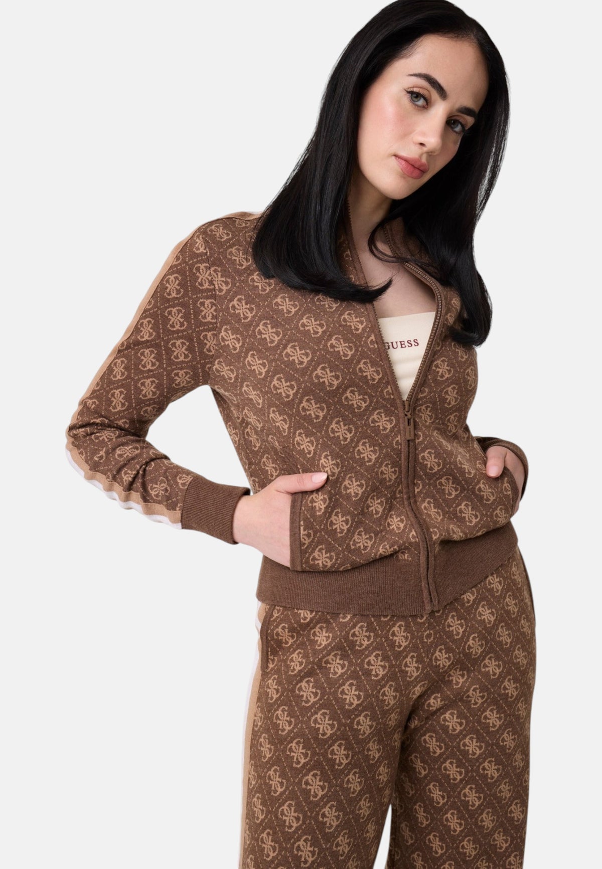 Cardigan  Donna Guess Zip intera, Logo 4G Aneira 4G V6BR03Z1482