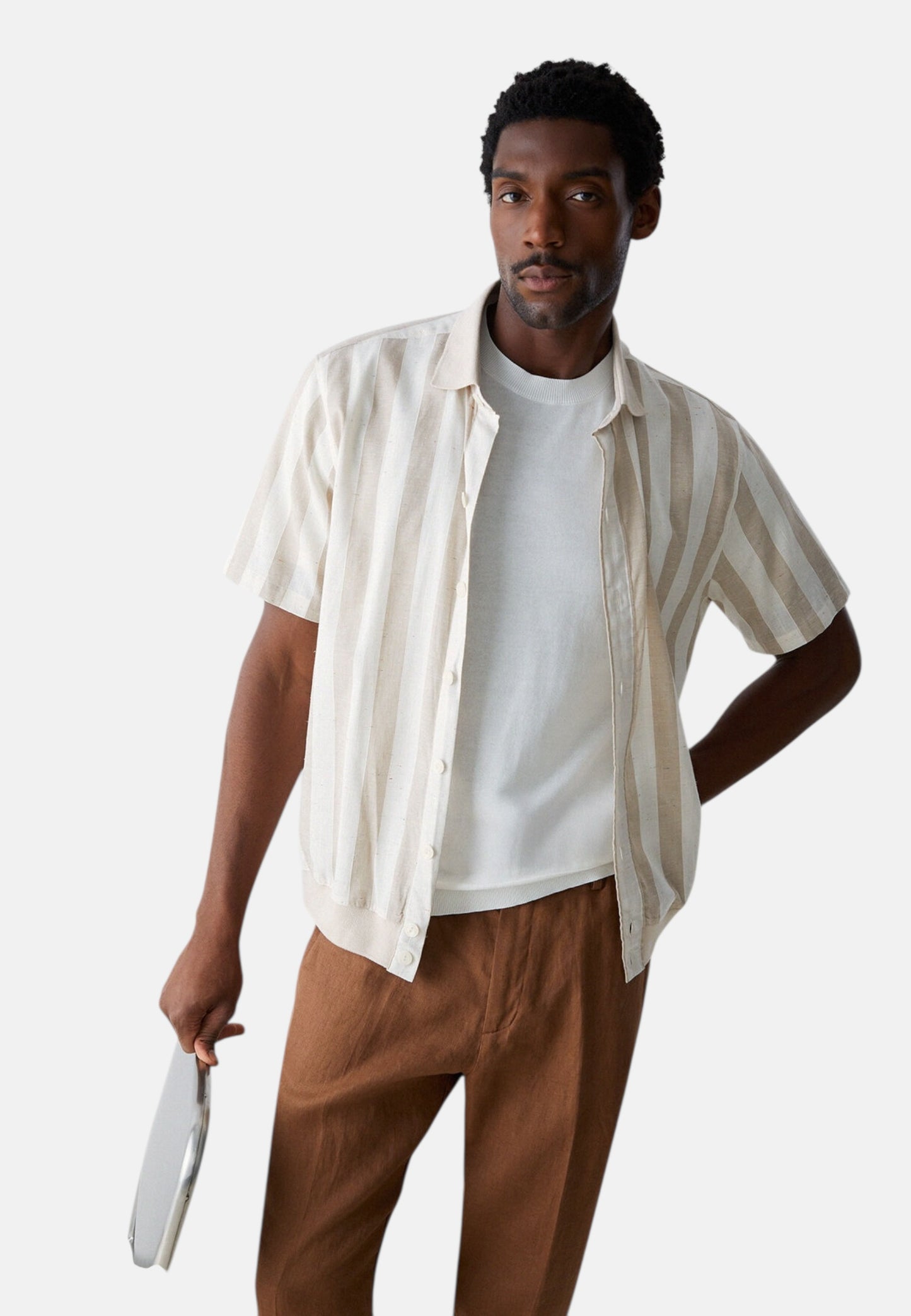 Camicia Manica Corta Uomo Liu Jo A Righe Bianco Pepe  QA6202T574A