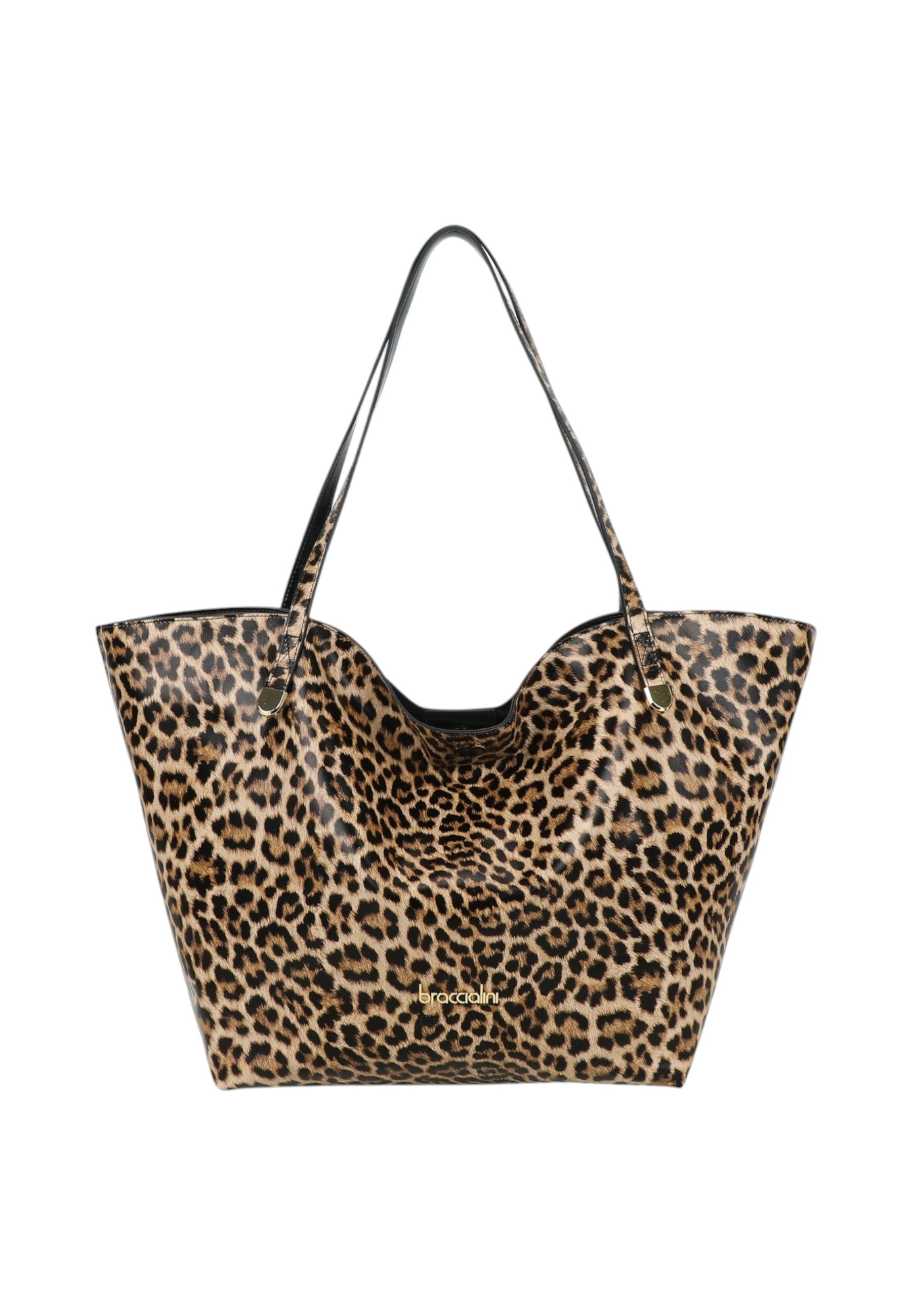 Borsa A Spalla Donna Braccialini Shopping In Pelle Con Stampa Leopard Ariel B19031PP