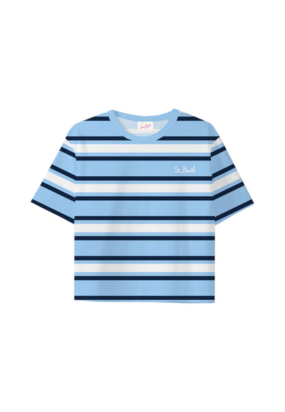 T-Shirt Manica Corta Donna Mc2 Saint Barth Stripes D Embroidery Crop Malia MALA001