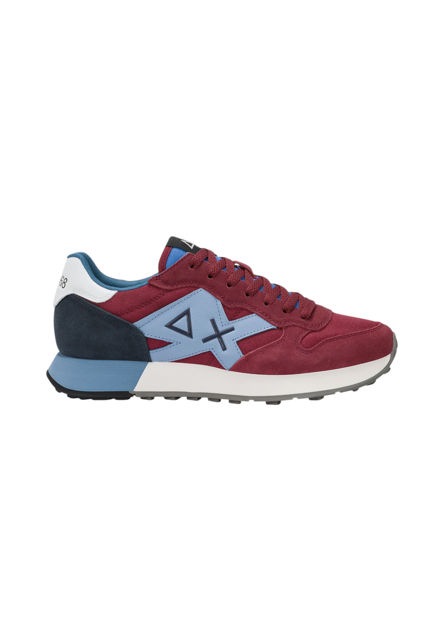 Sneakers Basse Uomo Sun68 Stile Running, Nylon E Suede, Maxi Logo Ricamato, Dettagli A Contrasto Jaki 2.0 Solid Z46121