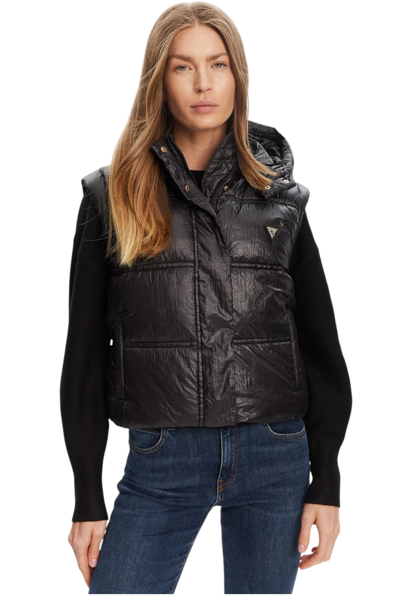 Gilet Con Cappuccio Donna Guess Crop Ernestine W5YL11WHDO2