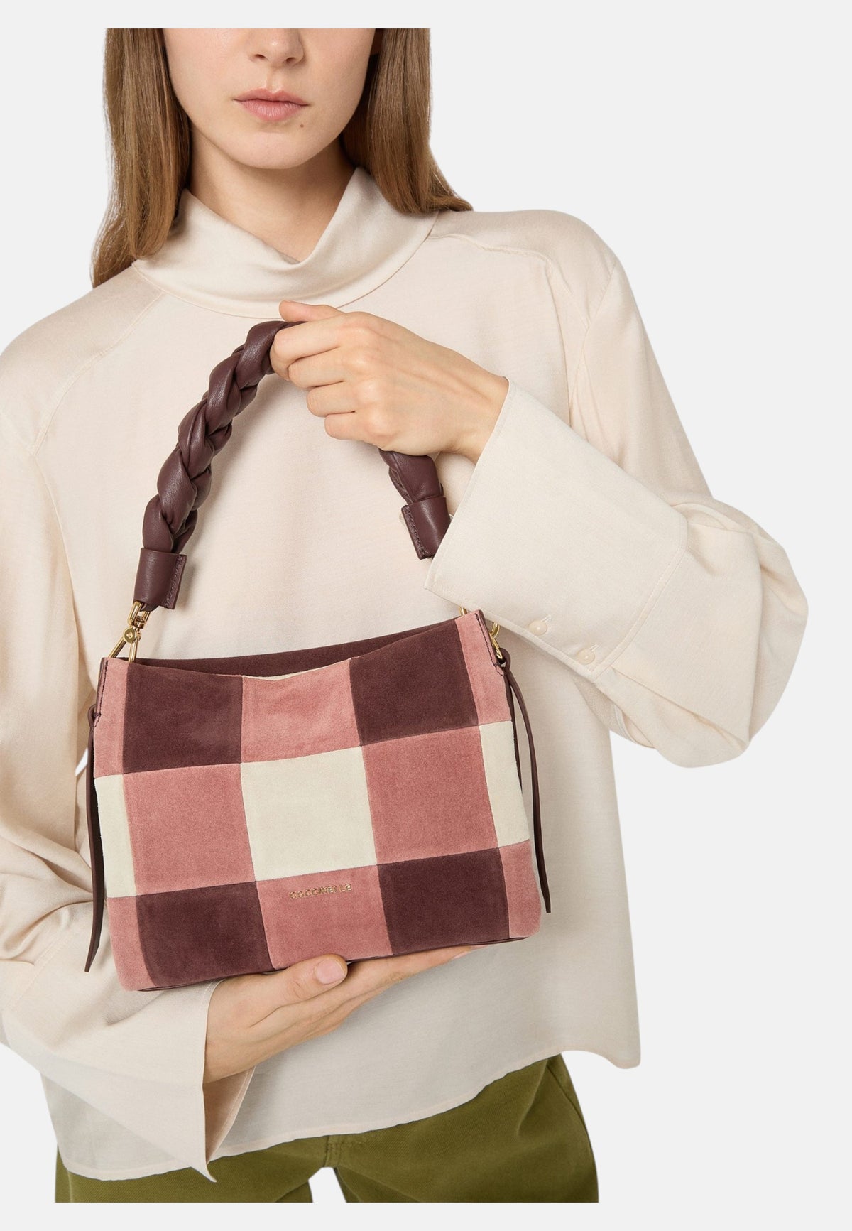Borsa A Mano Donna Coccinelle Motivo Vichy, In camoscio Boheme Vichy Patch E1VT5580101