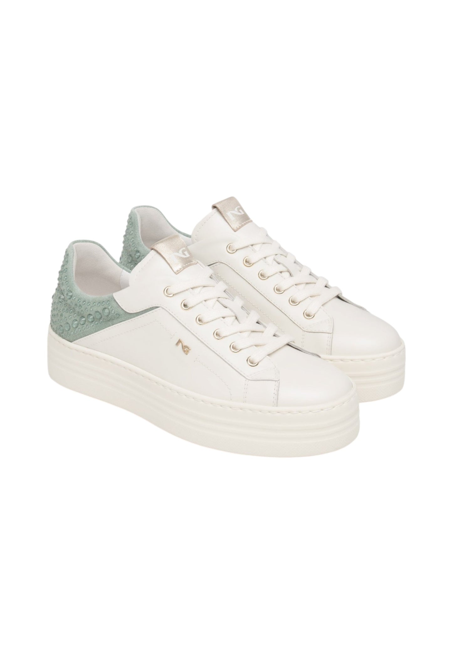 Sneakers Basse Donna Nero Giardini In Pelle Con Dettagli Posteriori Con Applicazioni  E615300D