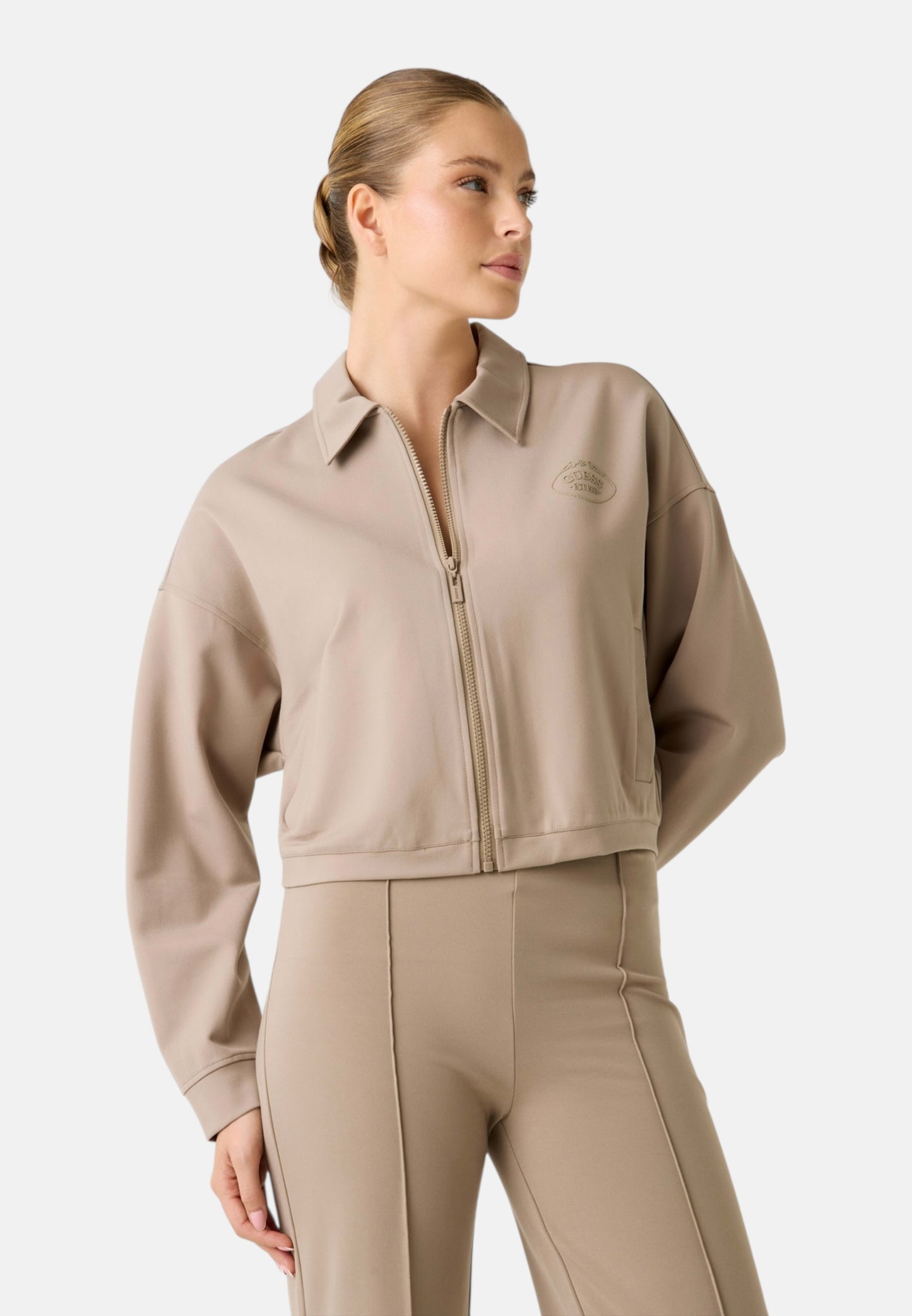 Felpa Con Zip Donna Guess Crop Annie V6RQ17KD822