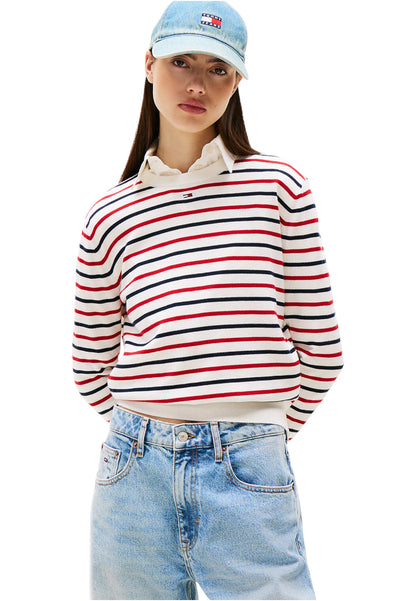 Maglione A Girocollo Donna Tommy Jeans  Tjw Essential Stripe DW0DW20159