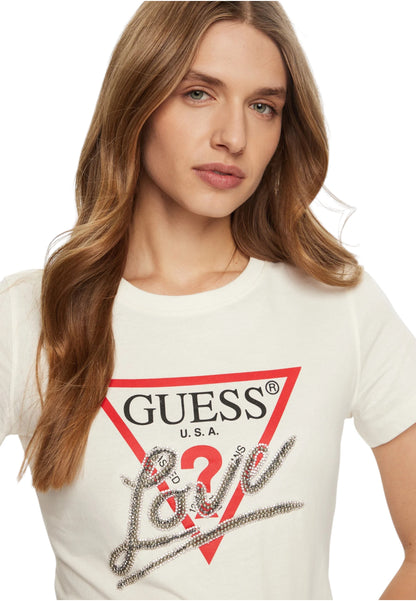 T-Shirt Manica Corta Donna Guess  Triangle Love