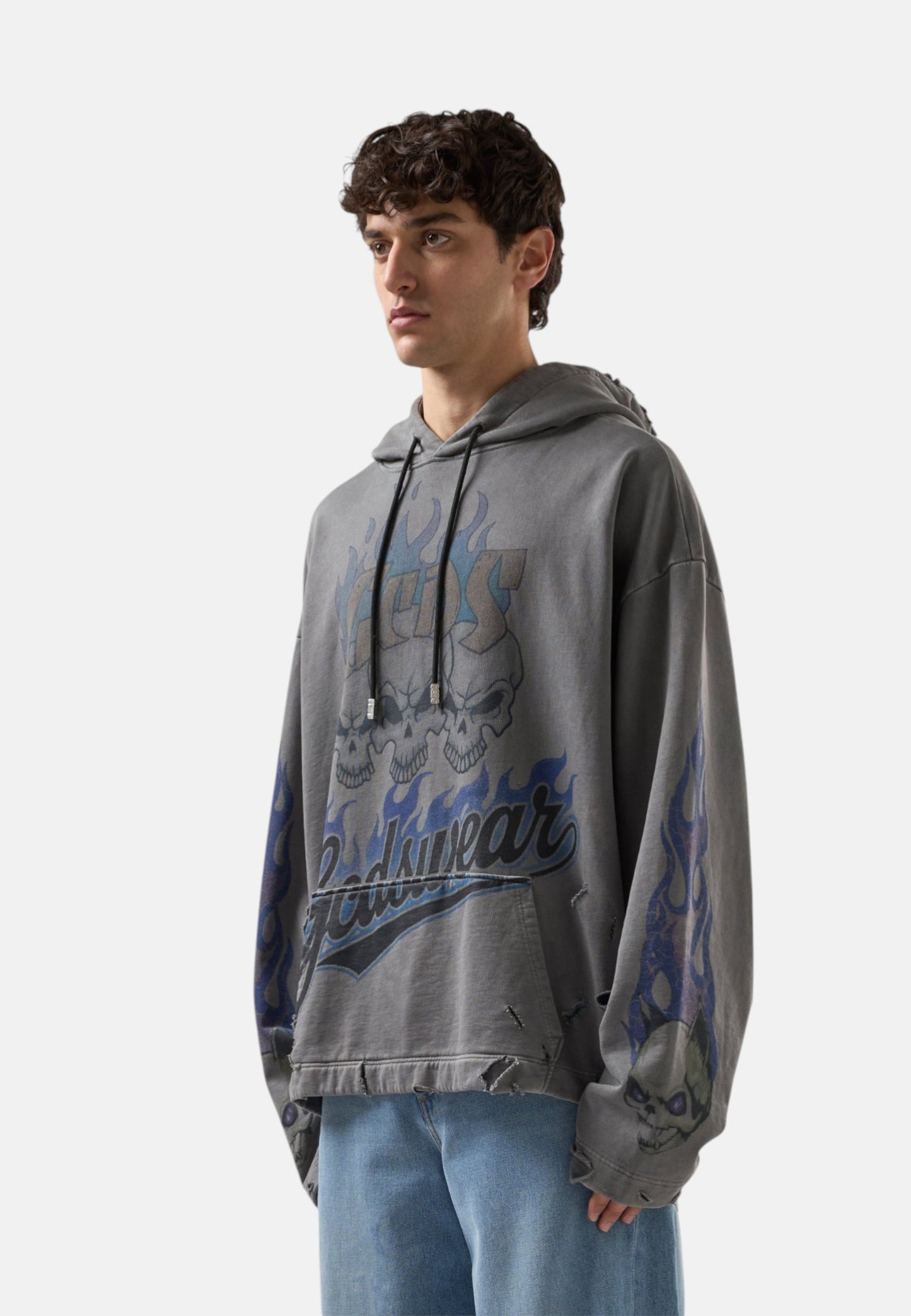 Felpa Con Cappuccio Uomo Gcds   C1MWQE129F034