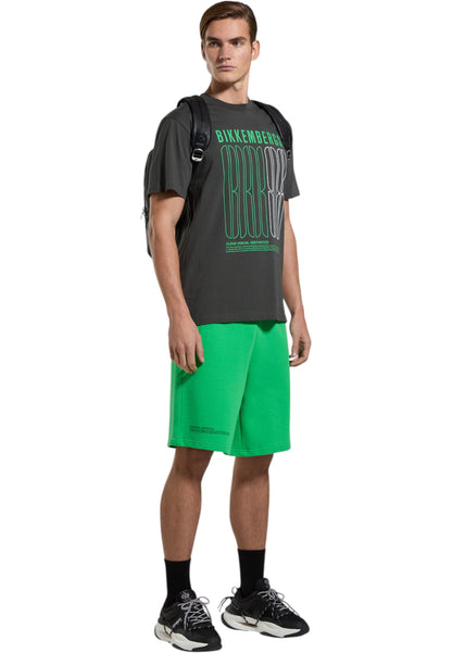 T-Shirt Manica Corta Uomo Bikkembergs Maxi Stampa A Contrasto Sul Petto