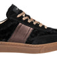 Sneakers Basse Donna Nero Giardini Tomaia in pelle, pelle scamosciata e tessuto, chiusura con lacci, pannelli laterali, suola color gomma, Made in Italy  I617425D