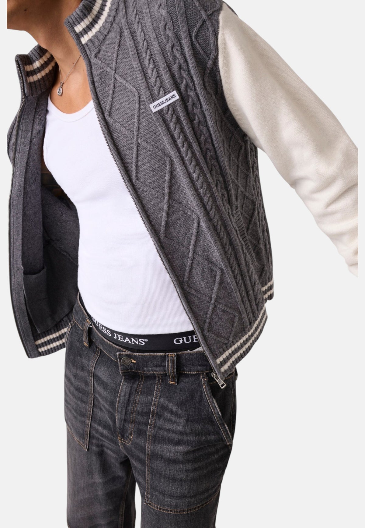 Giacca Bomber Uomo Guess In Maglia, Manica lunga, Zip intera Gj M6BR09Z1232