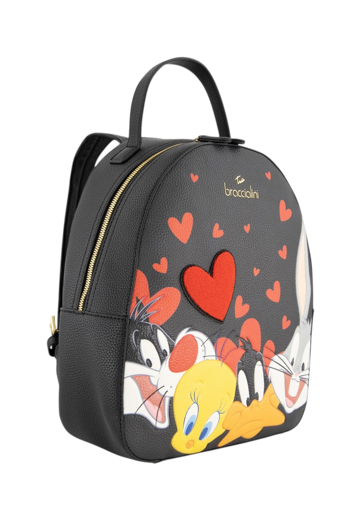 Zaino  Donna Braccialini Zaino compatto, Singolo con tracolle regolabili, Chiusura con zip, Due tasche interne, una con zip e una aperta, Stampa Looney Tunes dedicata all'amicizia, Dimensioni: 27 x 15 x 37 Cm Beth LT Allfriend LT318YY