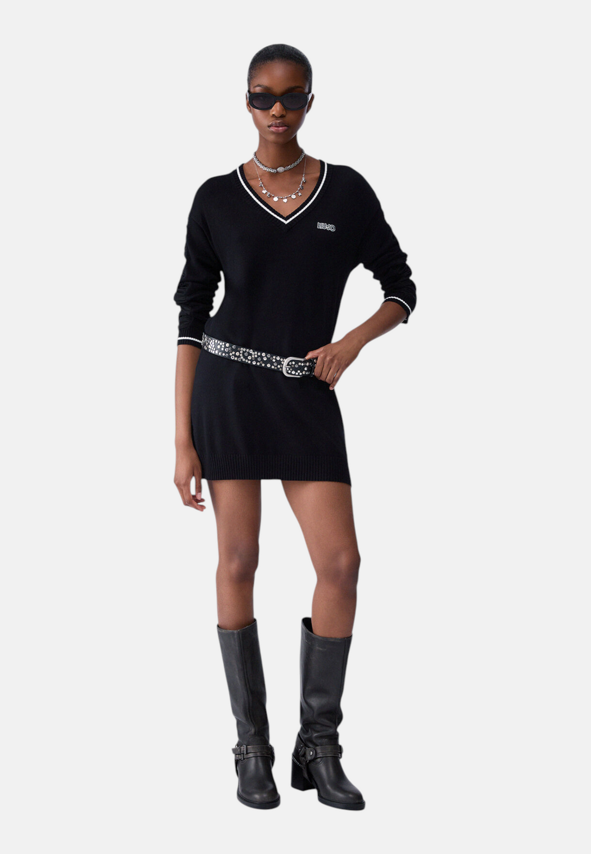 Maglione Scollo A V Donna Liu Jo Lungo con Maniche Arricciate  TF6260MS49I