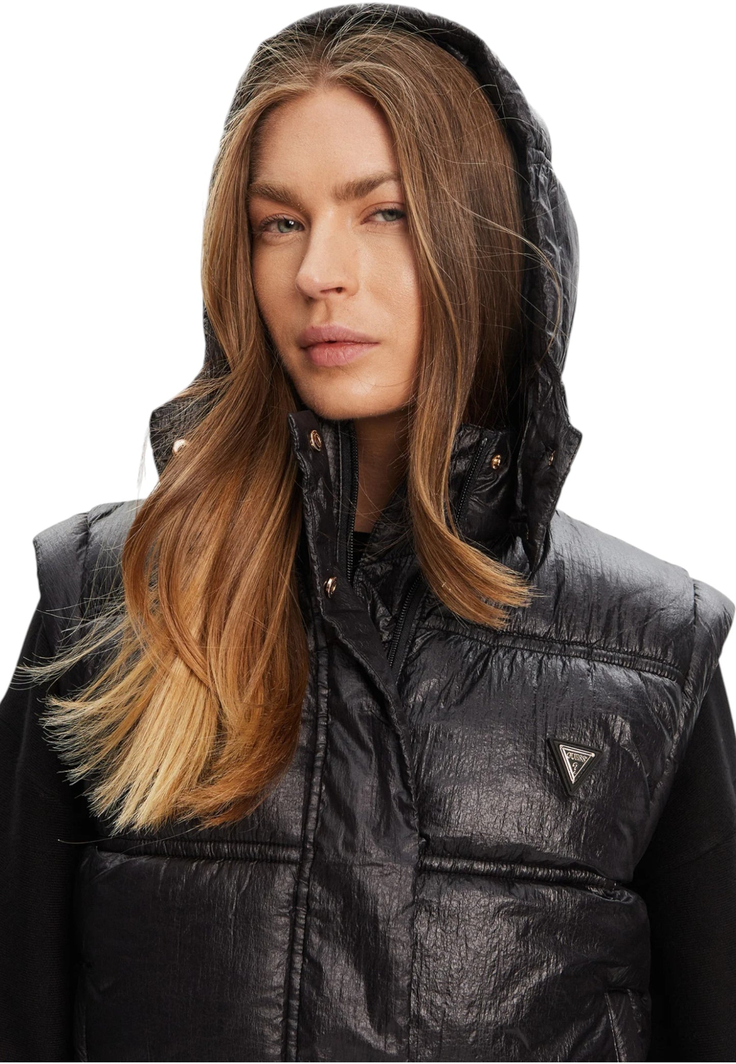 Gilet Con Cappuccio Donna Guess Crop Ernestine W5YL11WHDO2