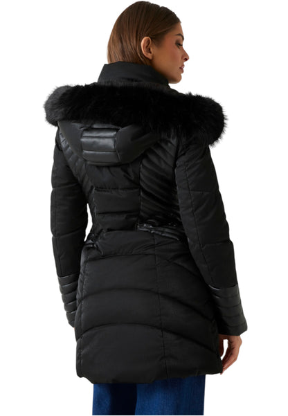 Piumino Lungo Donna Guess Con Cappuccio In Eco Pelliccia New Oxana W4BL61WGLZ0