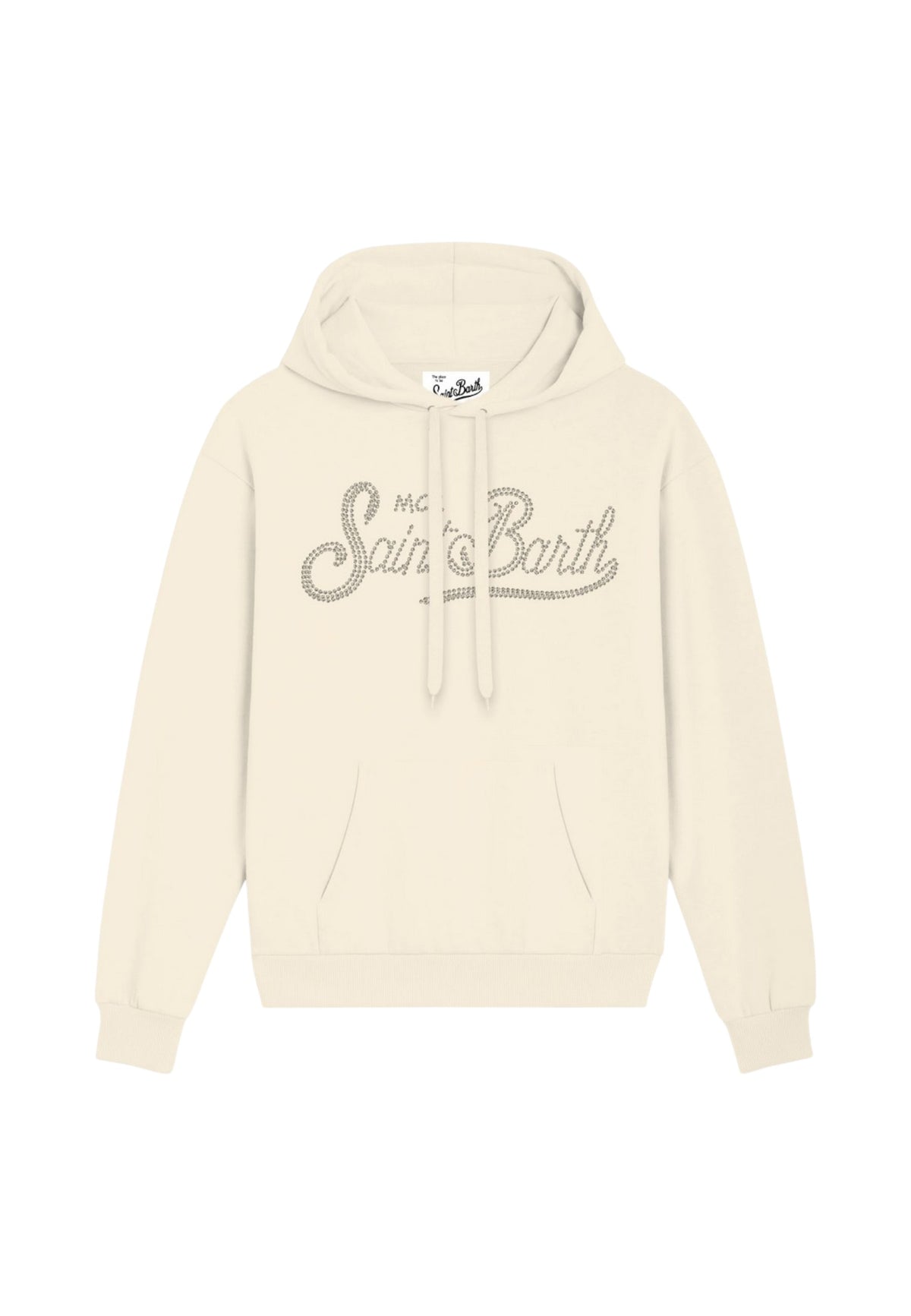 Felpa Con Cappuccio Donna Mc2 Saint Barth Maniche Lunghe, Polsi E Fondo A Coste, Tasca A Marsupio, Il Logo Saint Barth Punteggiato Di Strass Virginia VRG0001-SB